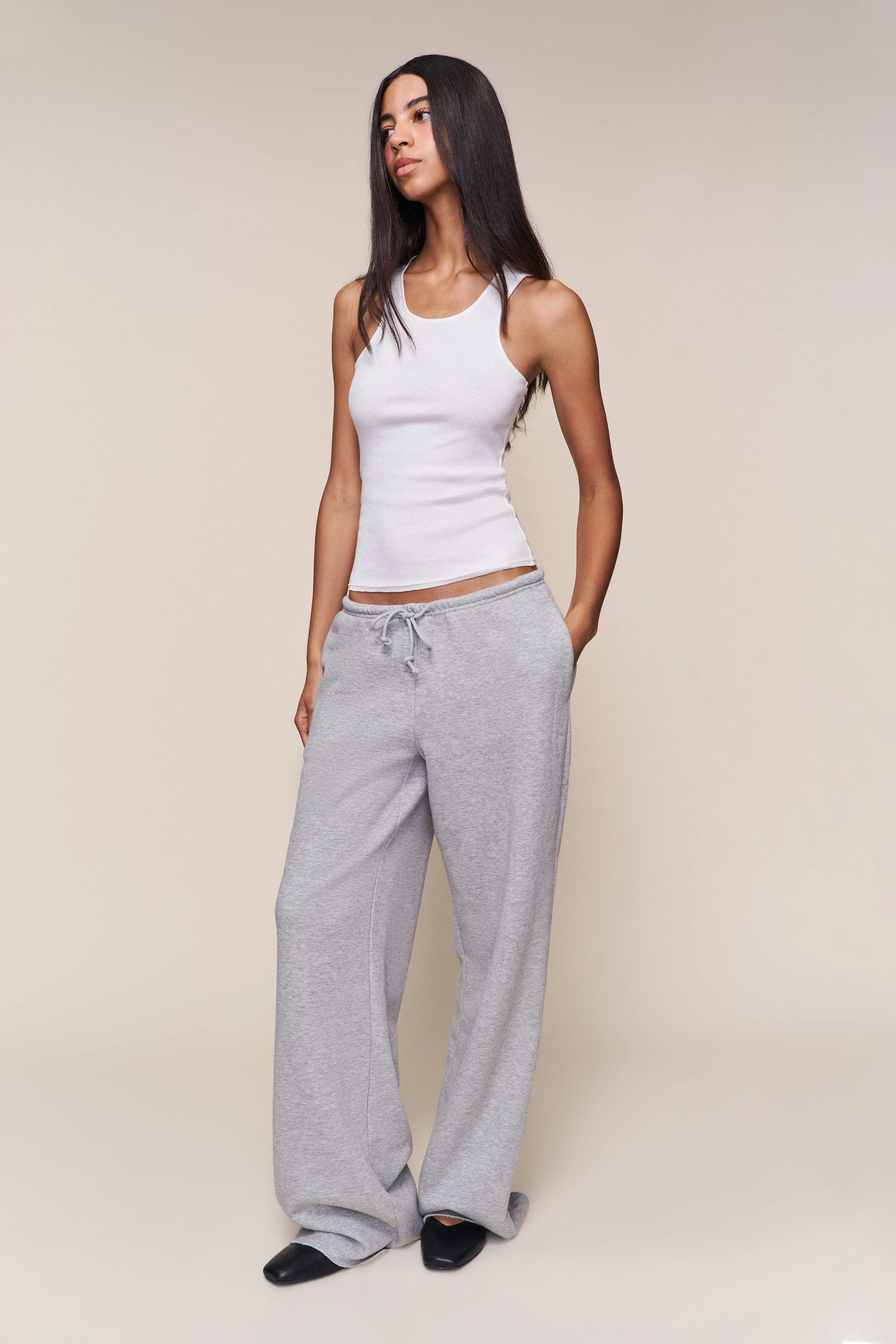 Drawstring Fleece Pant Erasable Logo Patch