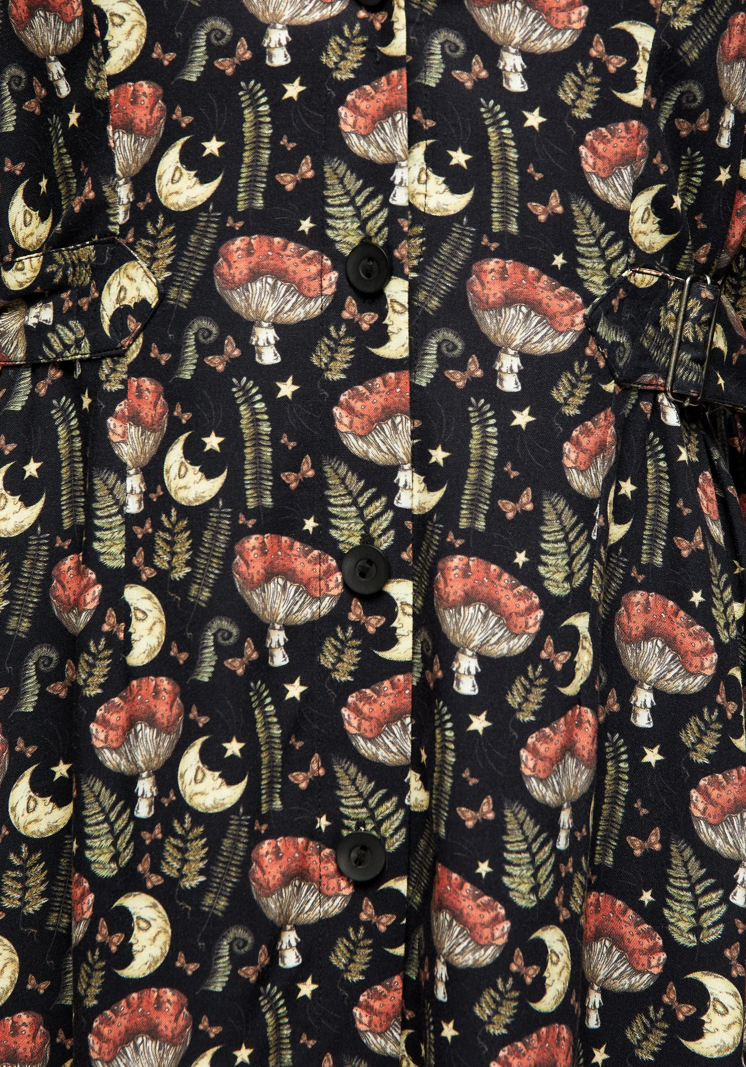 Dreamfast Mushroom Moon Print Midi Shirt Dress budget-friendly