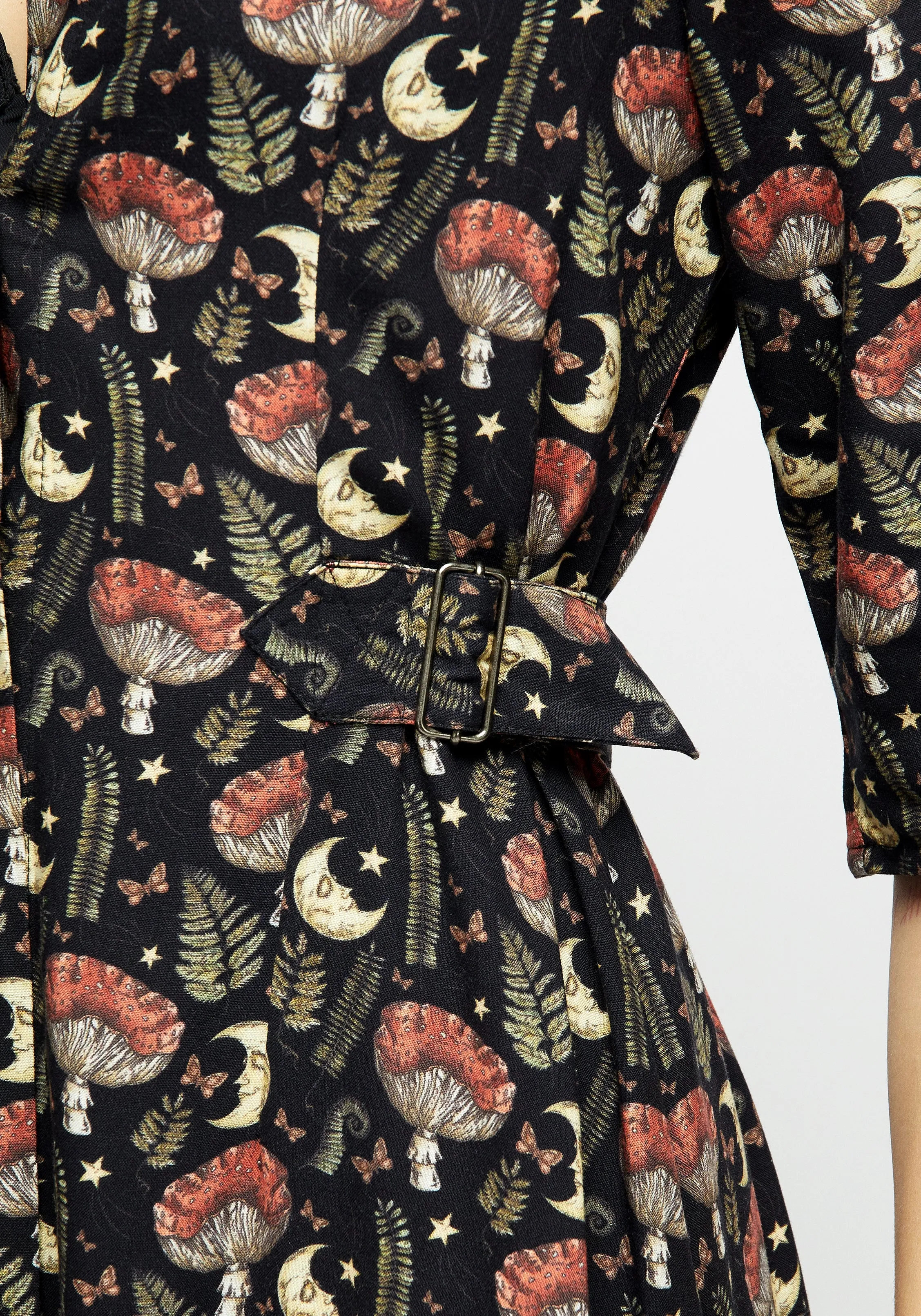Body Harmony Dreamfast Mushroom Moon Print Midi Shirt Dress