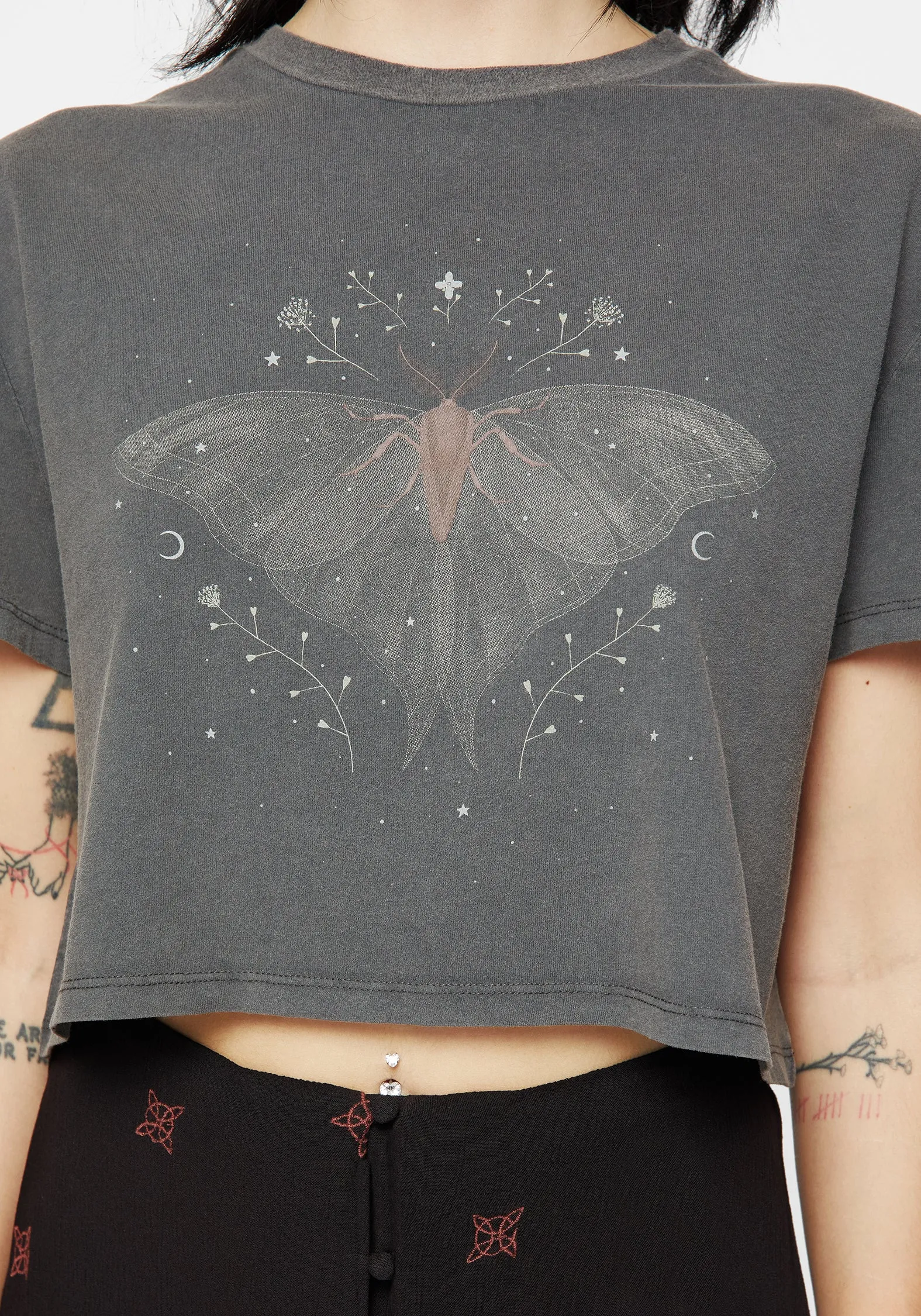 Softened Edges Unstructured Fit Drift Cotton-Blend Jersey Cropped T-Shirt