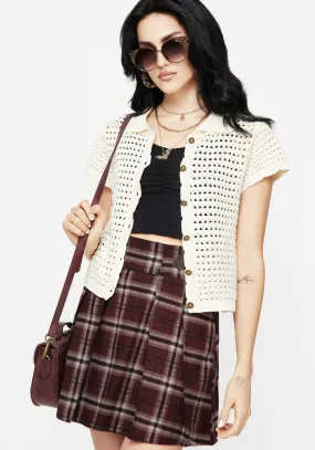 Drifter Pointelle Knit Button Up Top Street Ready Seasonal Casual Look