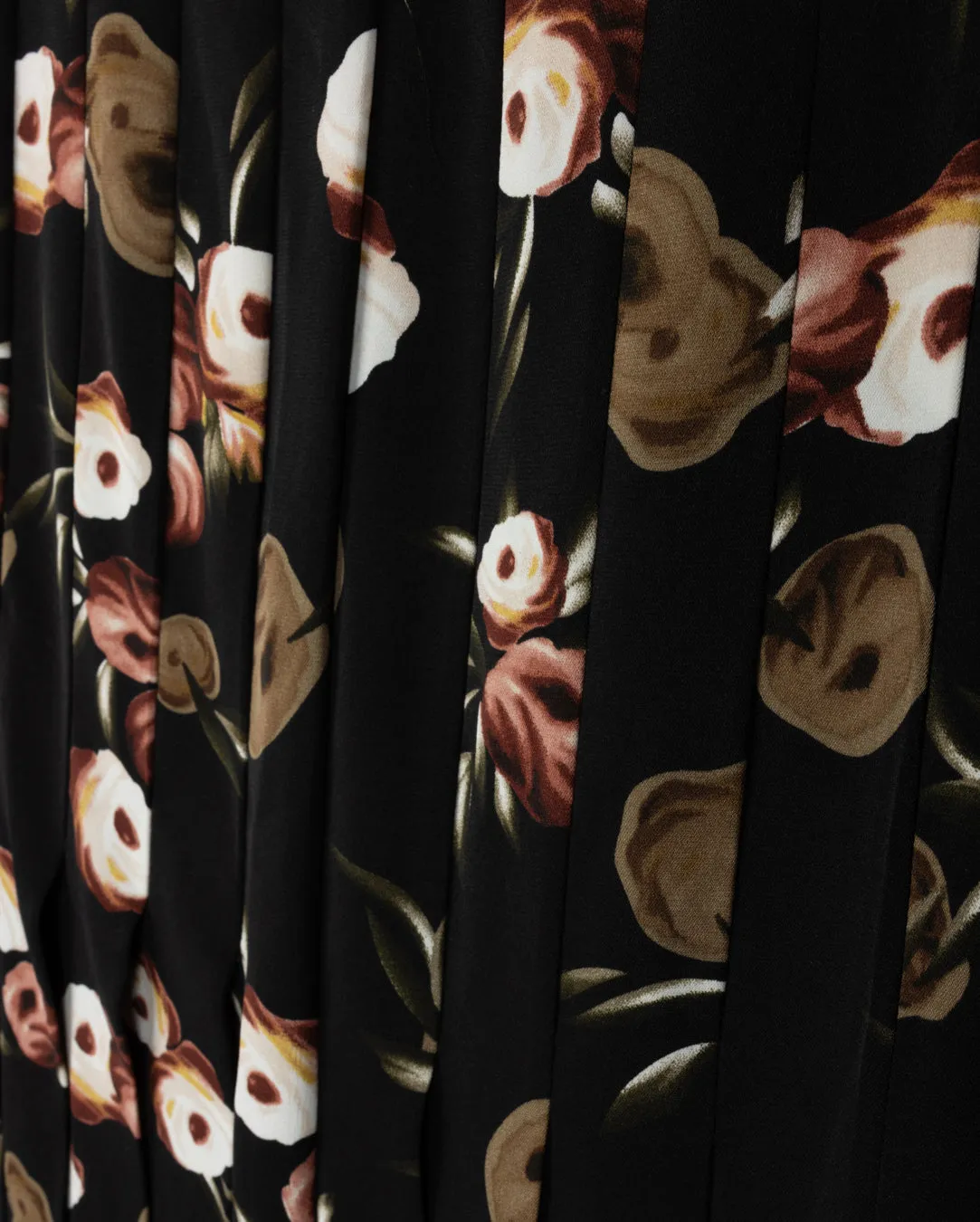 Drop Box Pleat Floral Skirt ribbed texture Print Mix