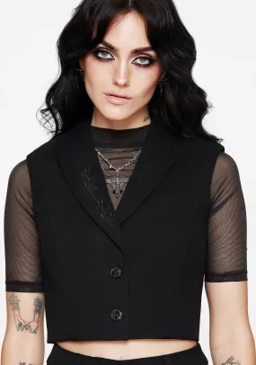 Thora Embroidered Crop Waistcoat FourWay Stretch