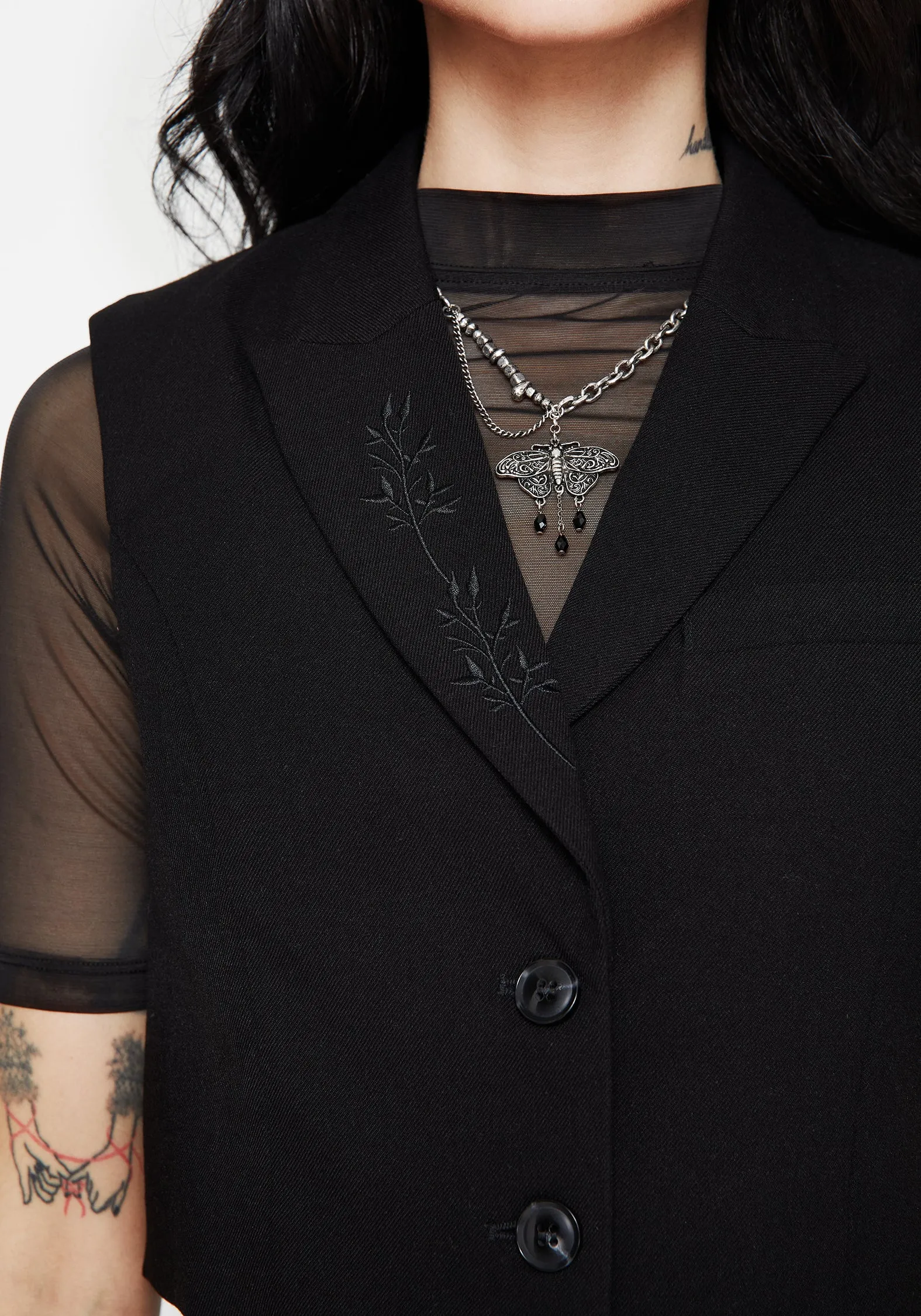 Thora Embroidered Crop Waistcoat ContouredPanels