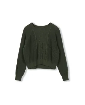 Washed Cable Knit Top Fashionable knitwear Casual Knit