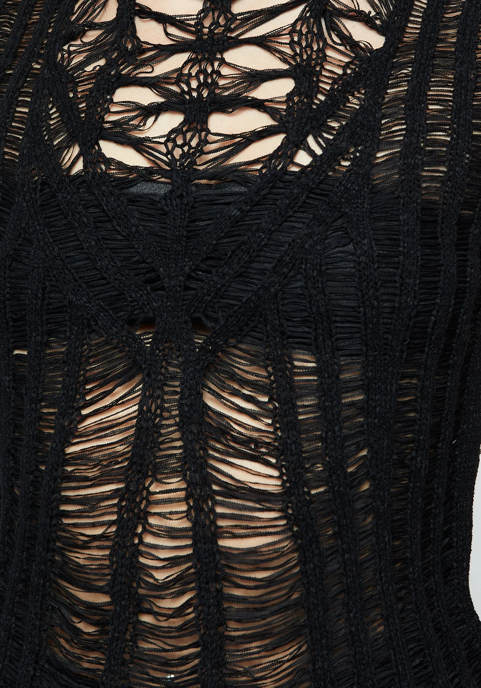 Damage Ladder Knit Sleeveless Top Antibacterial Treatment