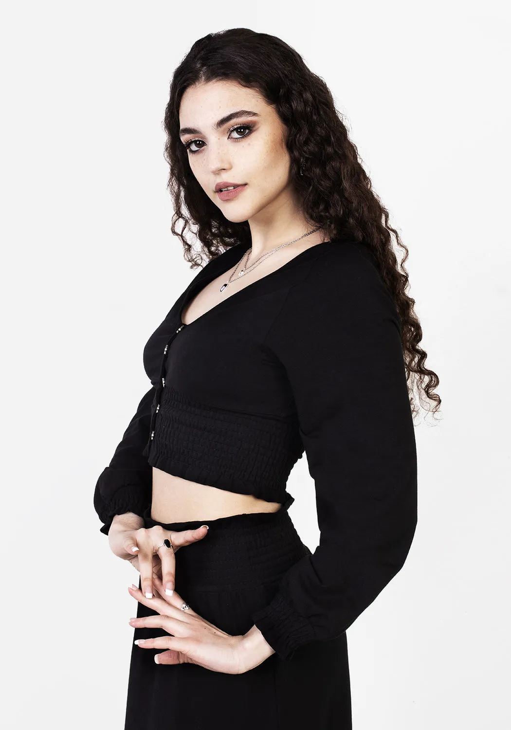 DOLLSOME SHIRRED JERSEY CROP TOP Bold Patterns