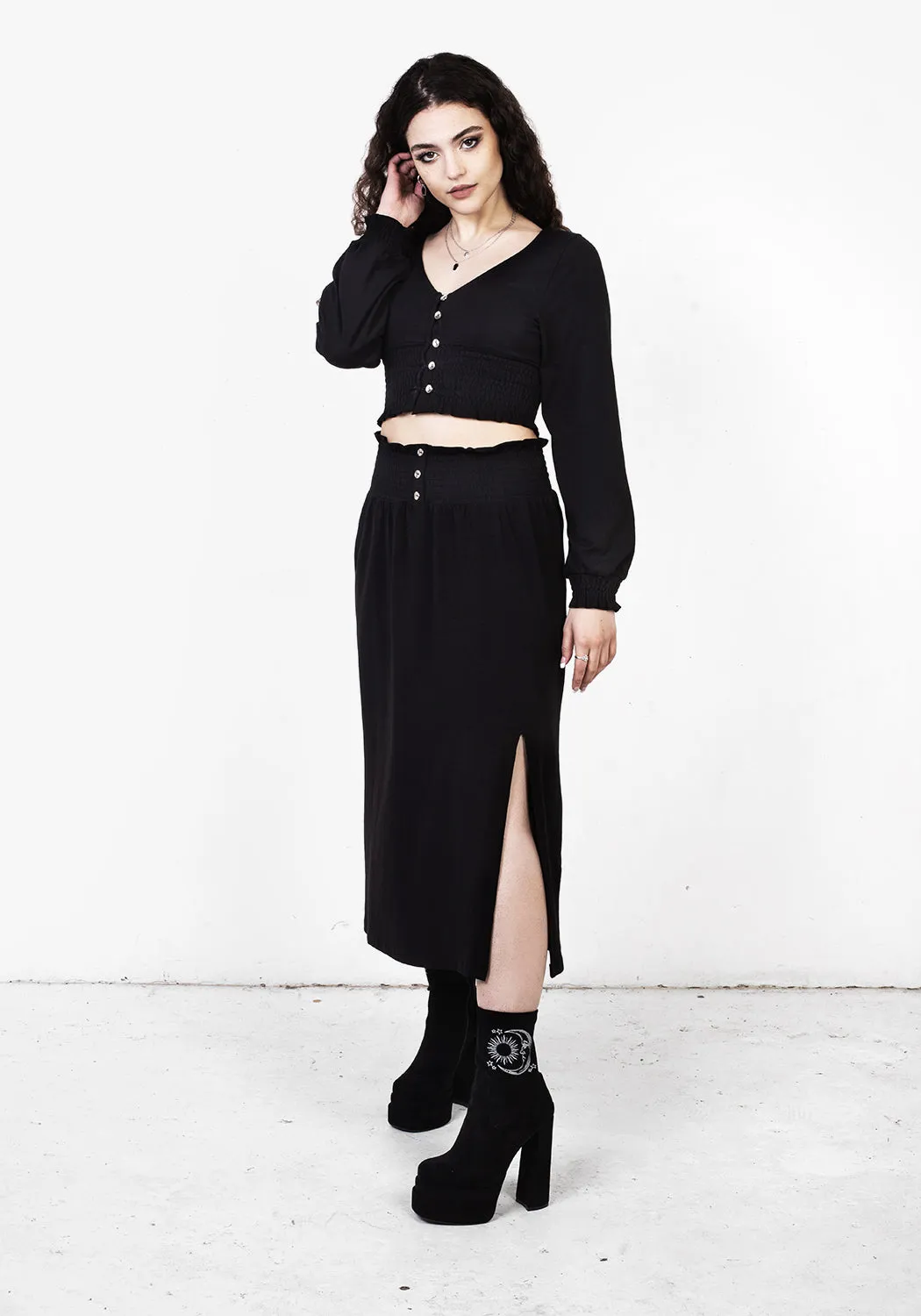 DOLLSOME SHIRRED JERSEY CROP TOP Eco Conscious Packaging