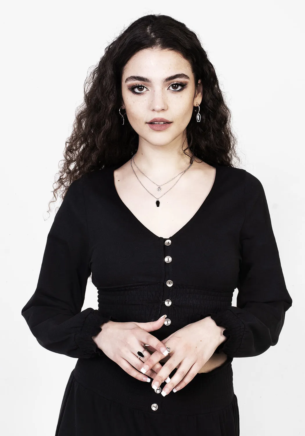 DOLLSOME SHIRRED JERSEY CROP TOP Tapered Side Panels