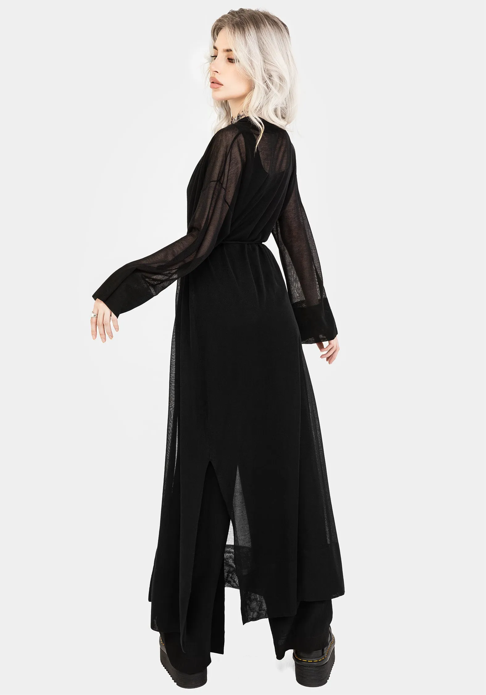 Soren Knit Maxi Cardigan RelaxedNeckline Reflective Trims