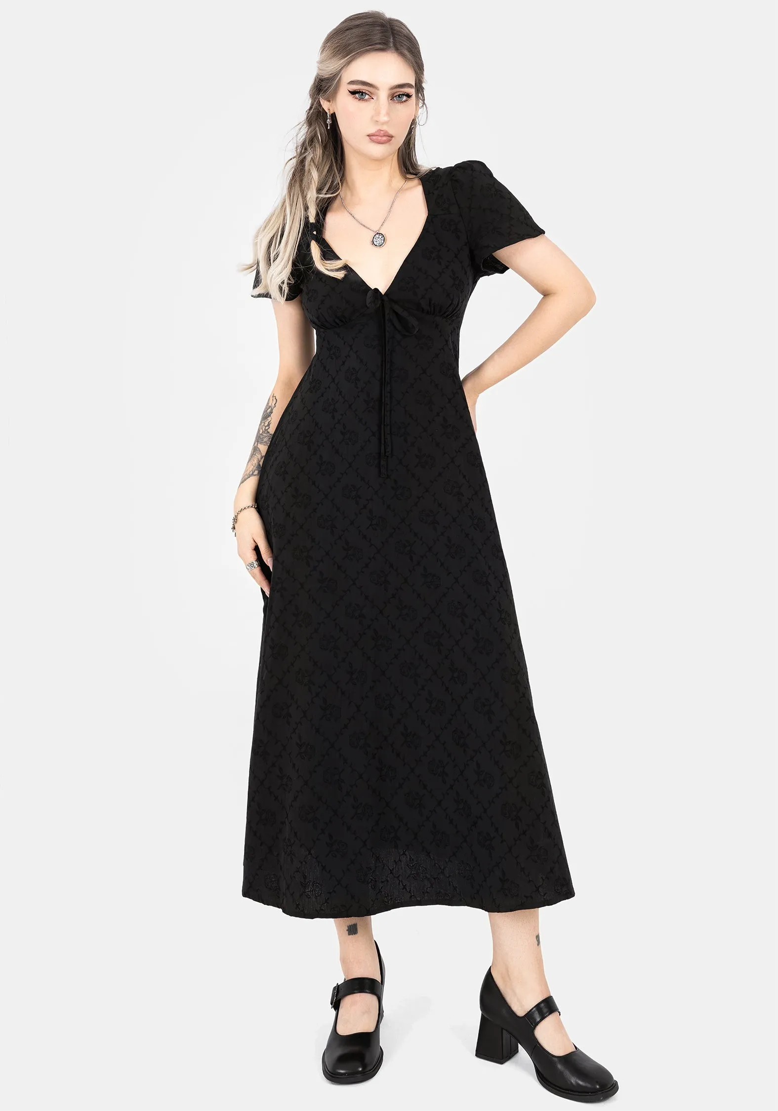 Subtle Glam Smart Fit Wear Polgara Floral Jacquard Midaxi Dress