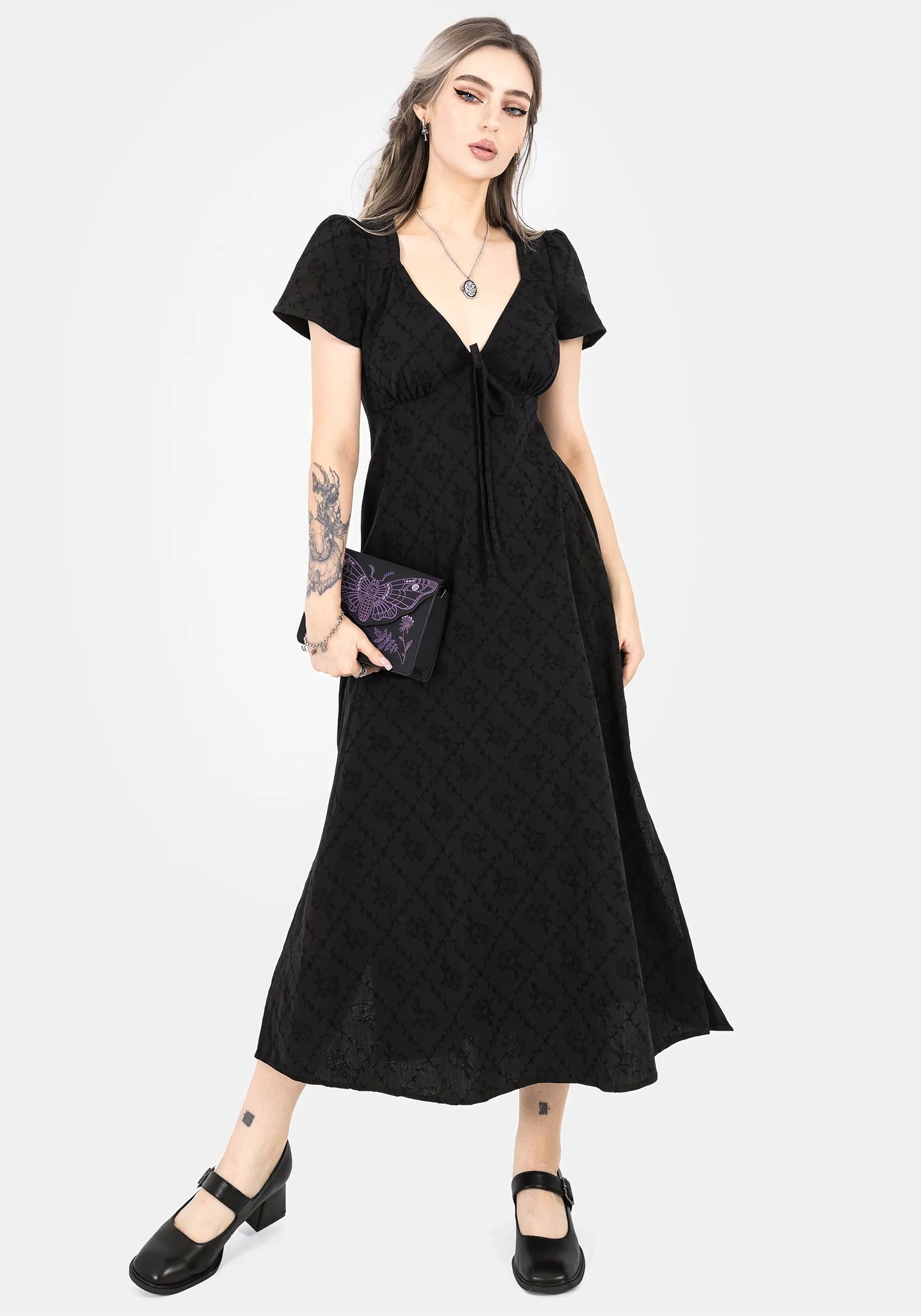 Flattering Comfort Wear Polgara Floral Jacquard Midaxi Dress