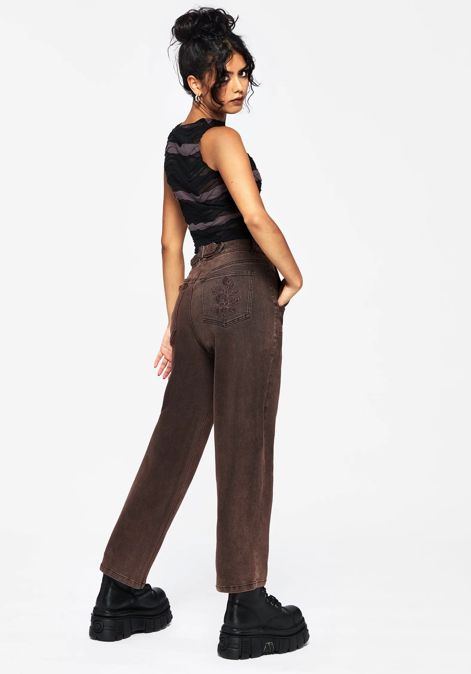 Echo Autumnal Leaf Embroidered Pocket Detail Cropped Jeans Festival Outfit Date Night Professional Wear Weekend Warrior Festival Outfit Smooth