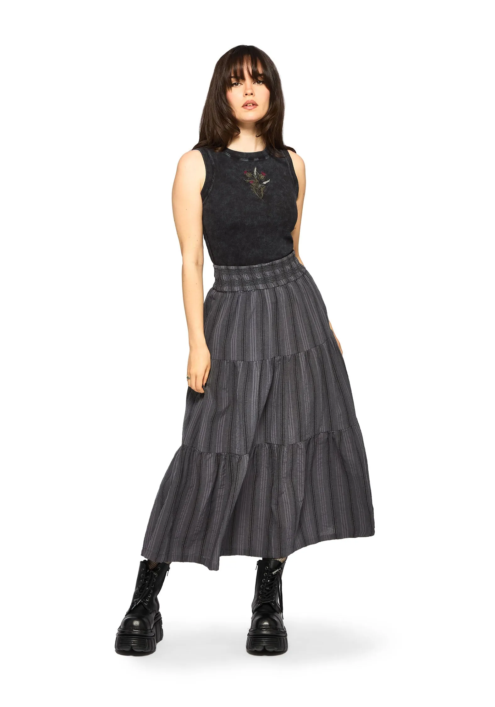 Everyday Jacket Despair Cotton Embroidered  Washed Jersey Tank Top