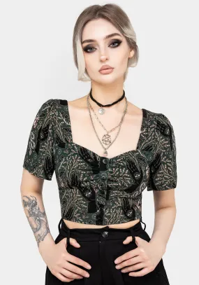 Hemlock Button Up Crop Top - Green HiddenStoragePocket