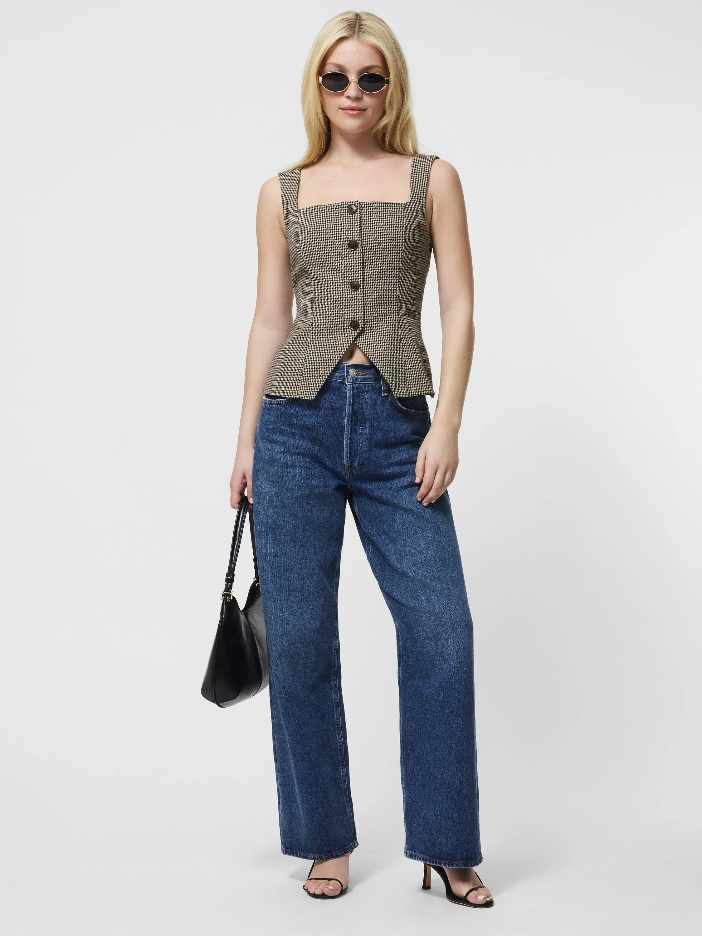 Houndstooth Wool Sleeveless Top AthleisureReady