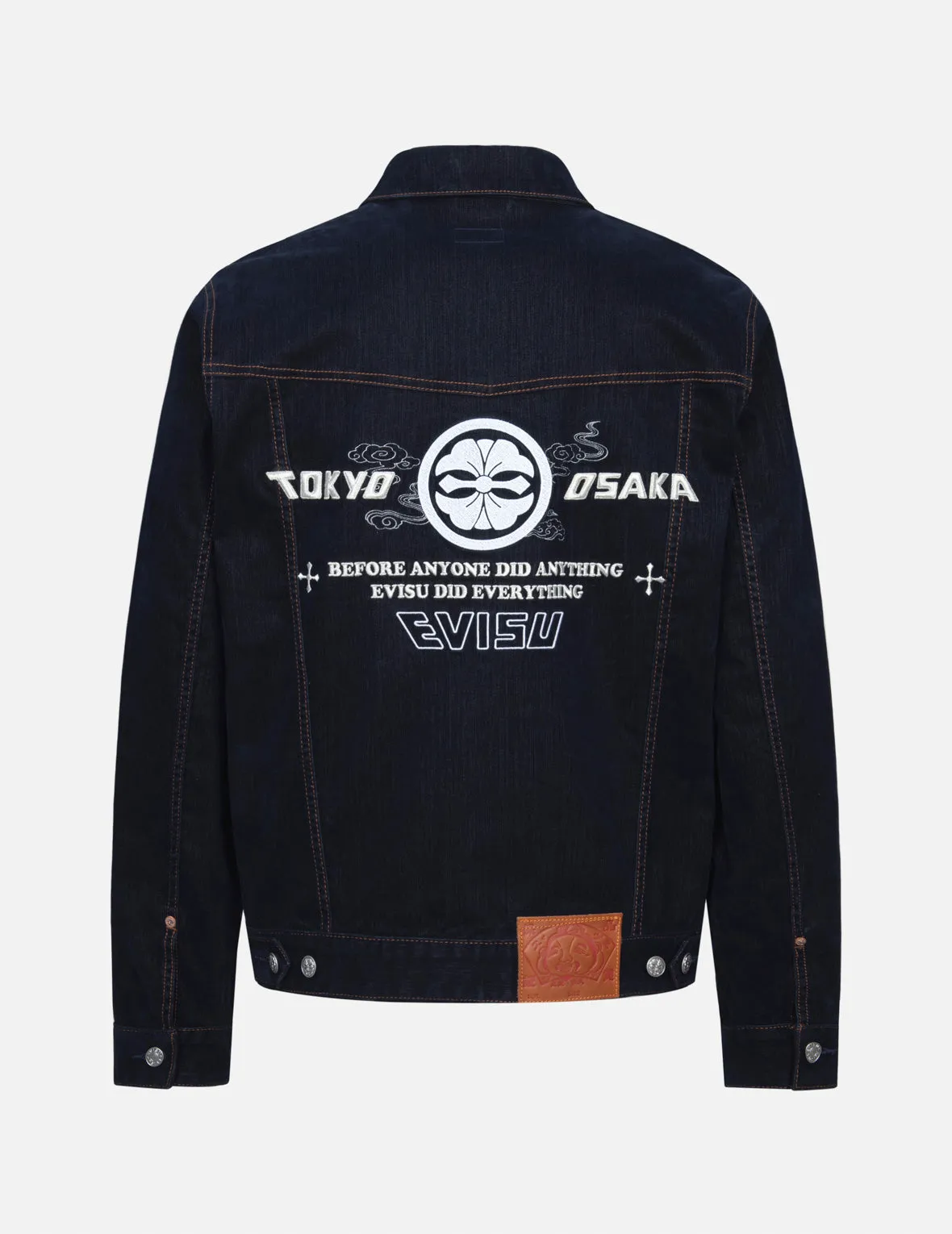 Kamon and Seagull Embroidery Regular Fit Denim Jacket ReinforcedEdges LowMaintenance Fabric