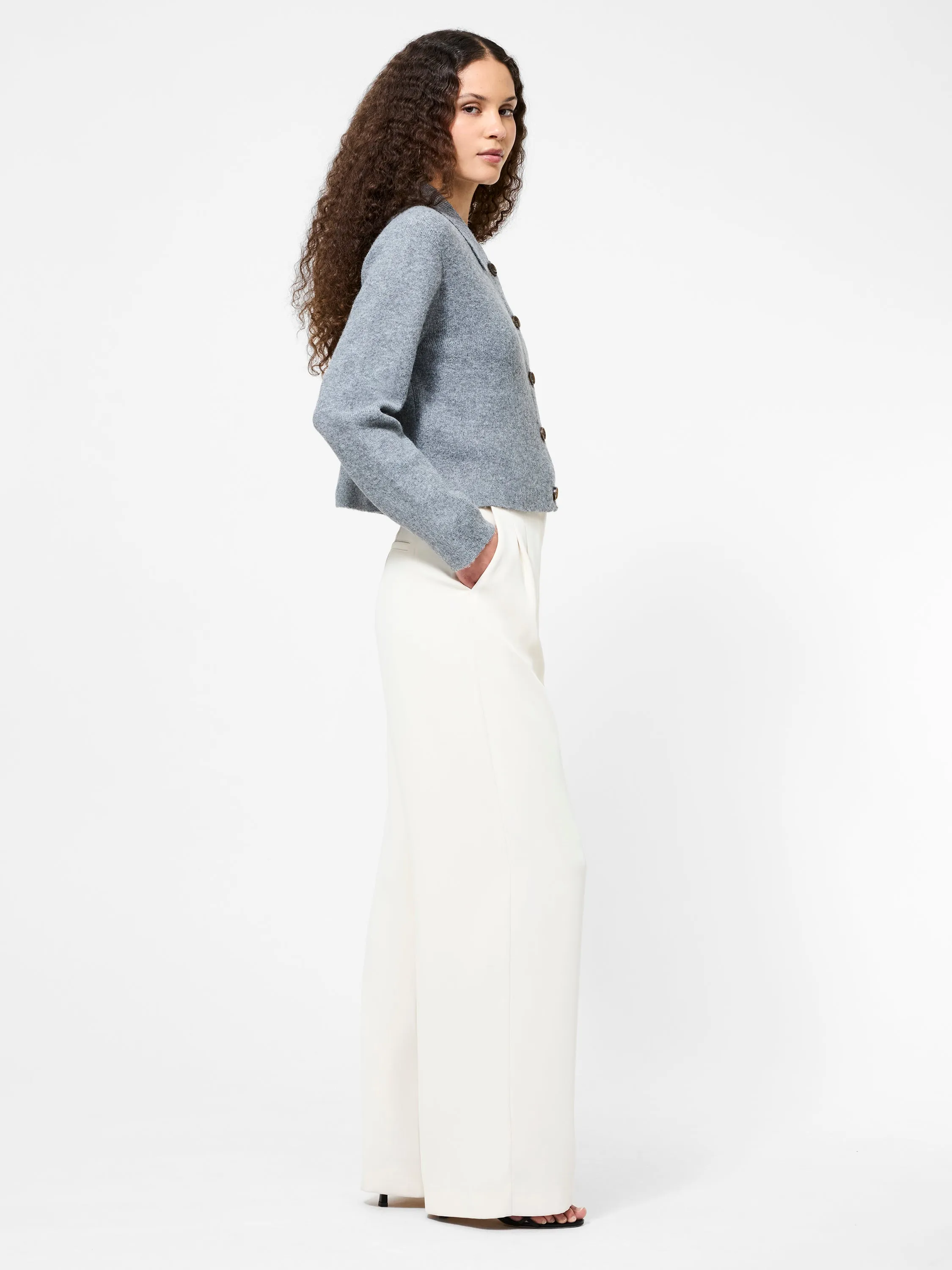 Ellie Knit Collared Cardigan Home Casual Minimalist Stitching