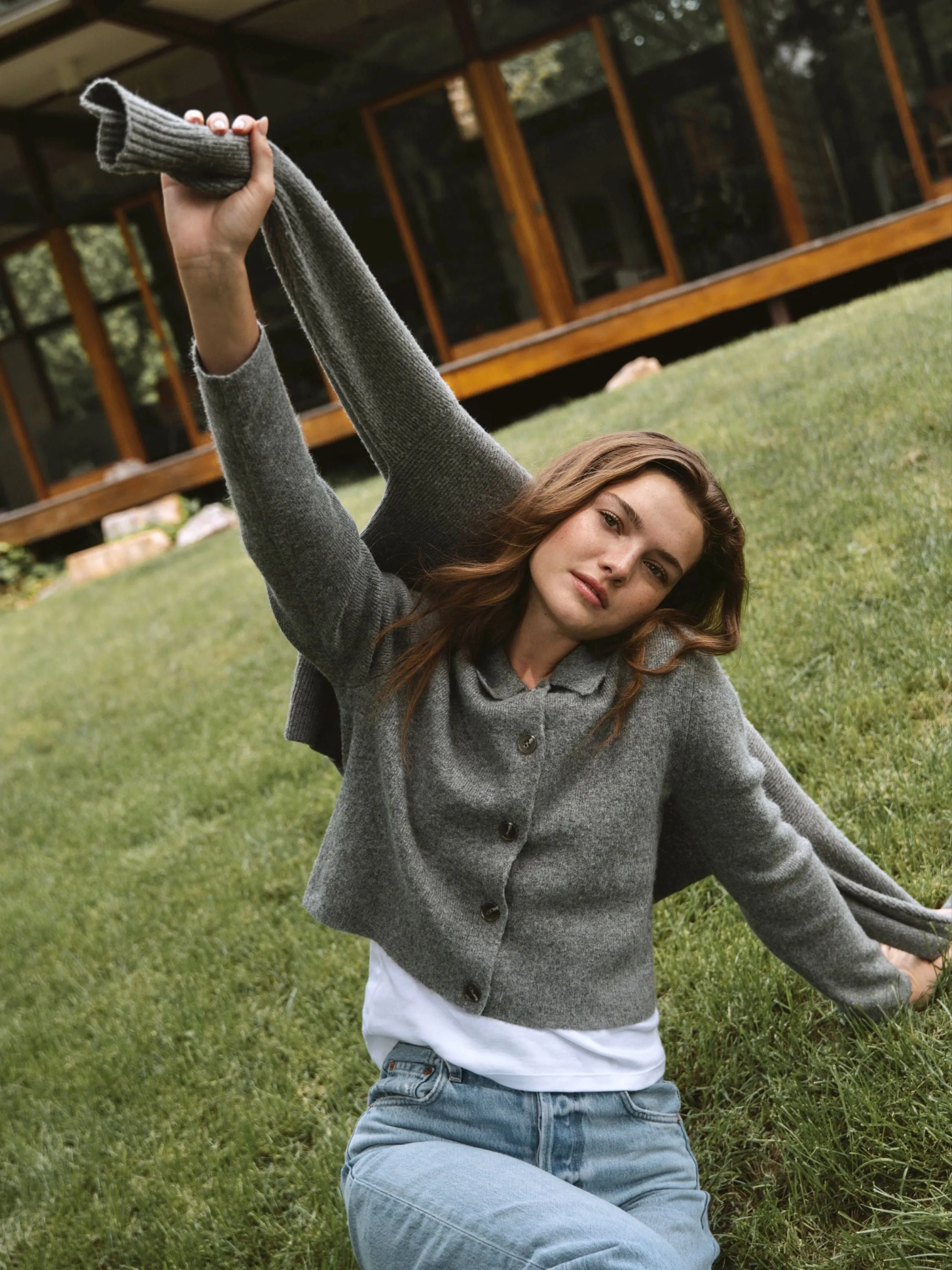 Day To Night Durable Stitching Ellie Knit Collared Cardigan