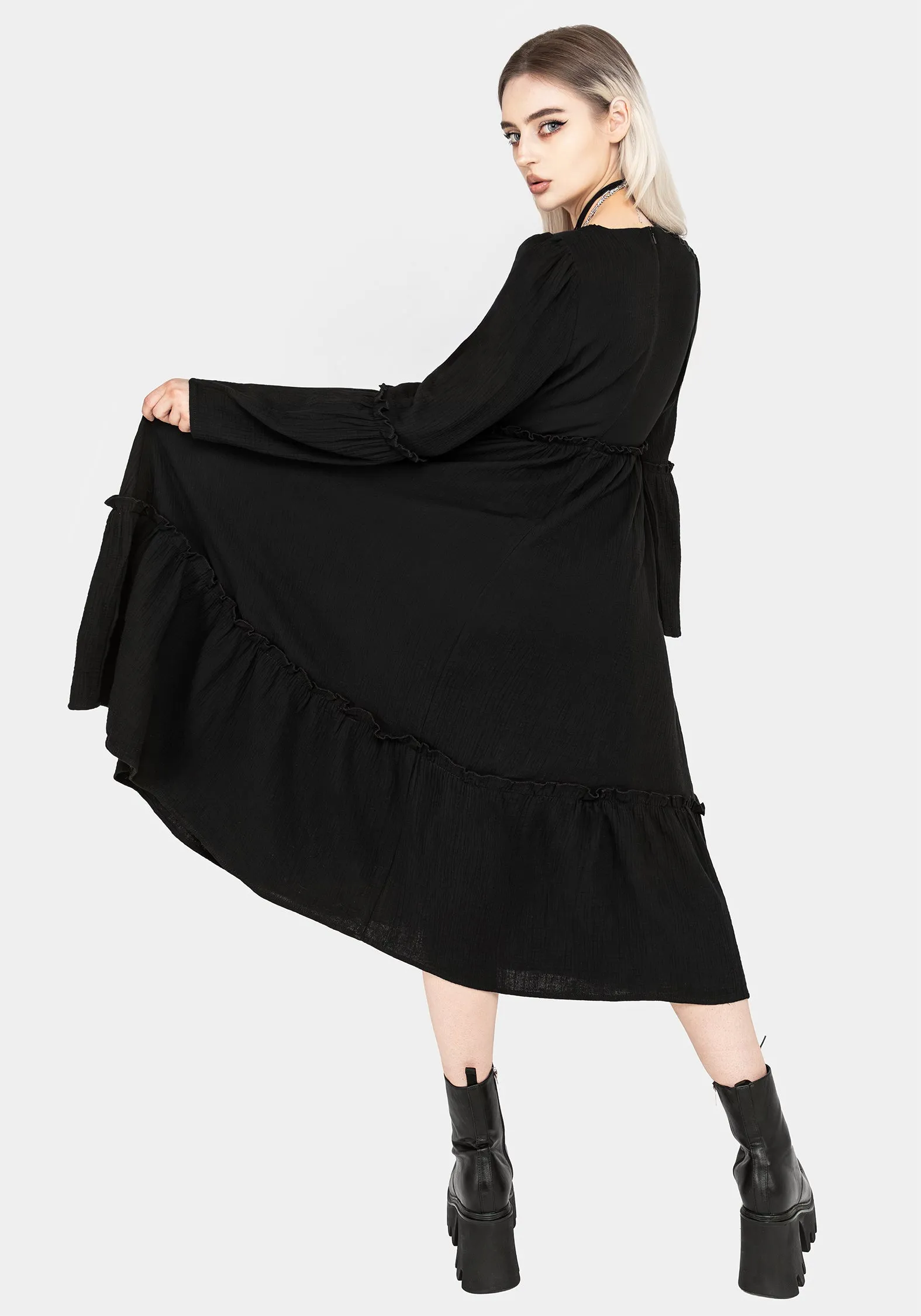 Aradia Embroidered Midi Dress Soft Feel