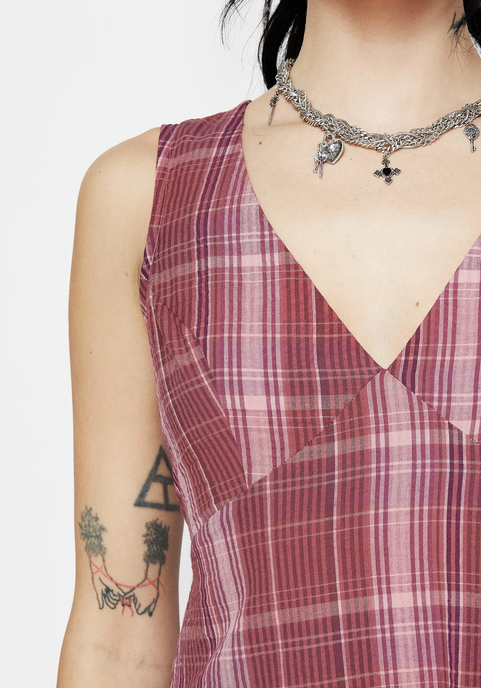 Quick Fit Stylish dinner attire Zorina Cotton Check Midaxi Dress