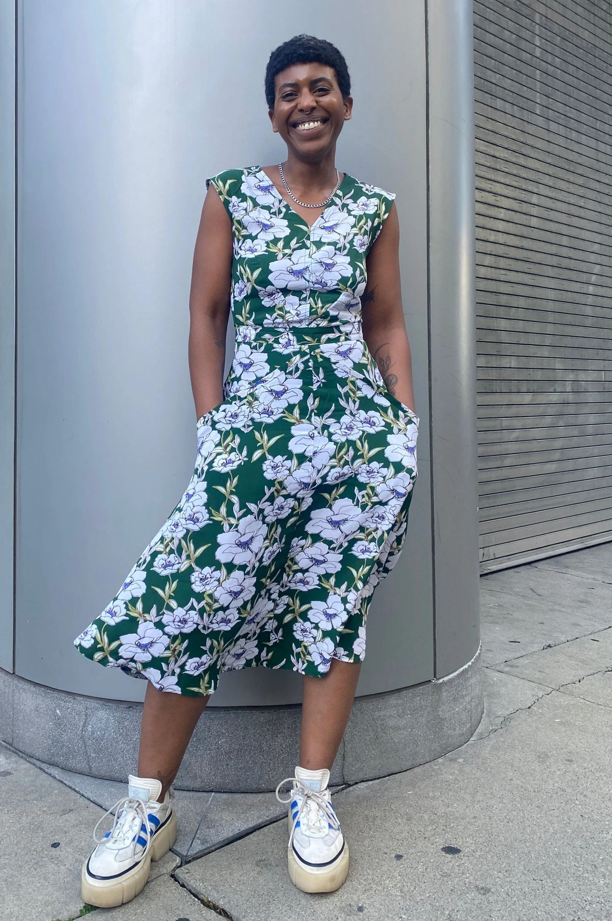 Daily Go Recycled-Material Xena Dress in Green Magnolia