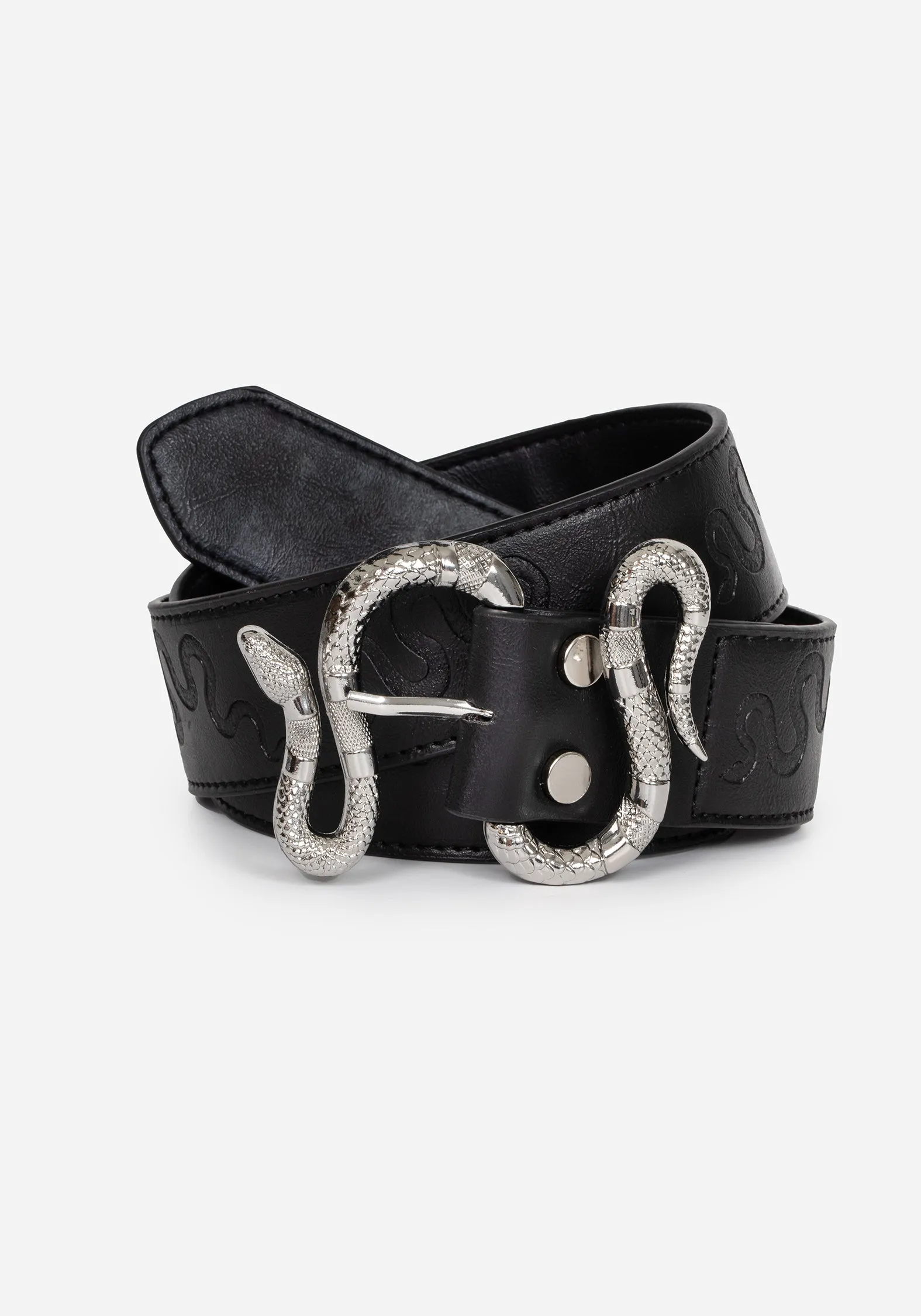 Elastic waist Mamba Debossed Belt With Snake Buckle