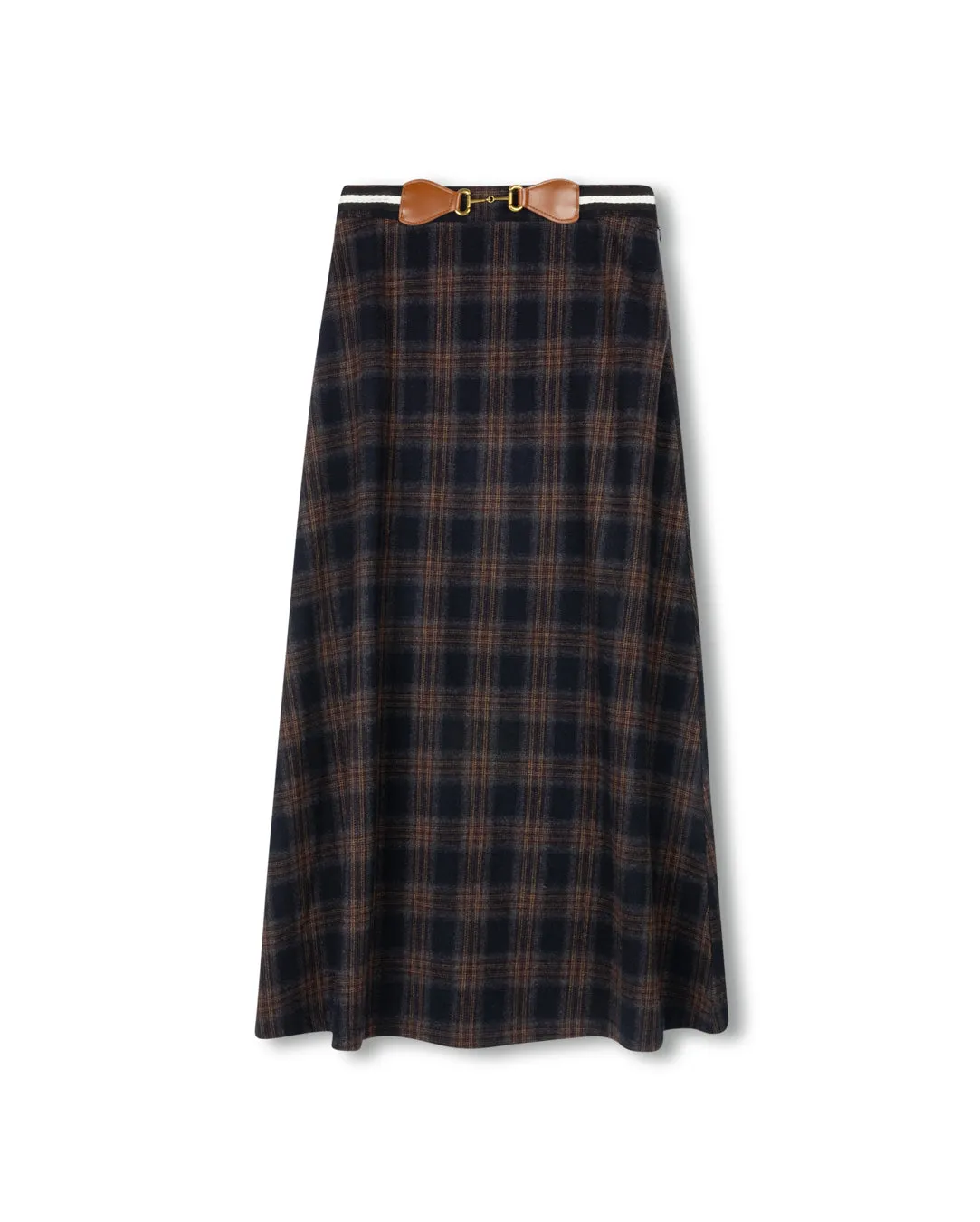 Elastic Band Detailed Plaid Skirt Gathered waist