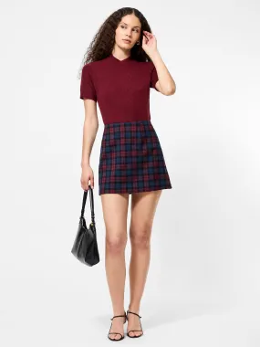 Melba Plaid Suiting Mini Skirt Split hem Office Appropriate