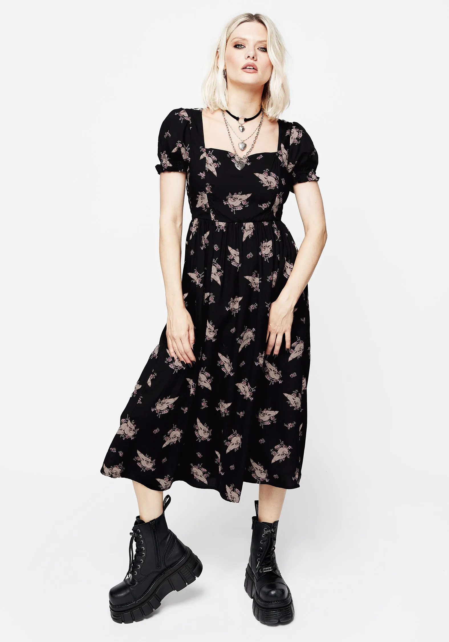 Carrion Puff Sleeve Midi Dress Temple Way Chic Design