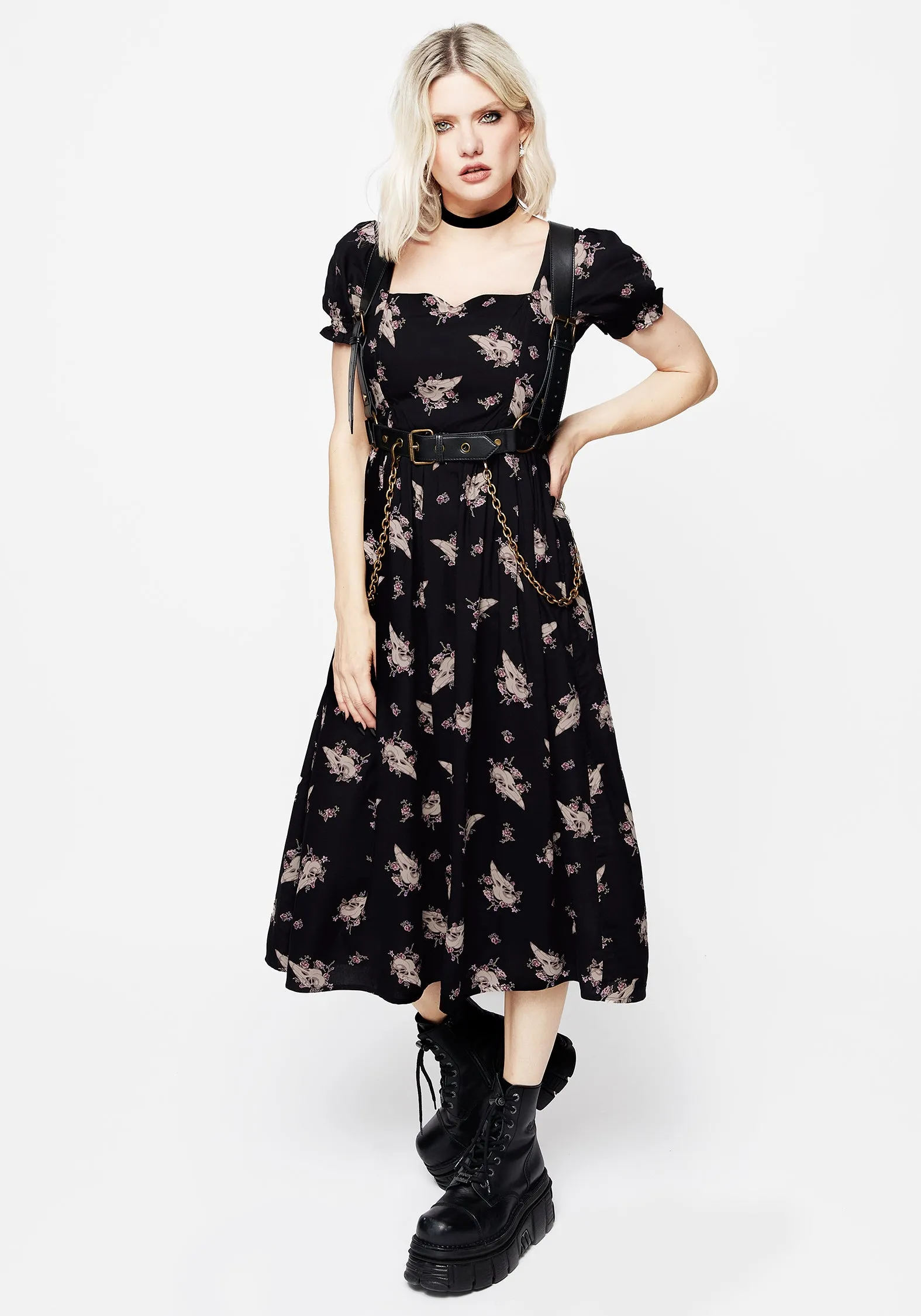 Carrion Puff Sleeve Midi Dress Perfect Layers Artistic Shape