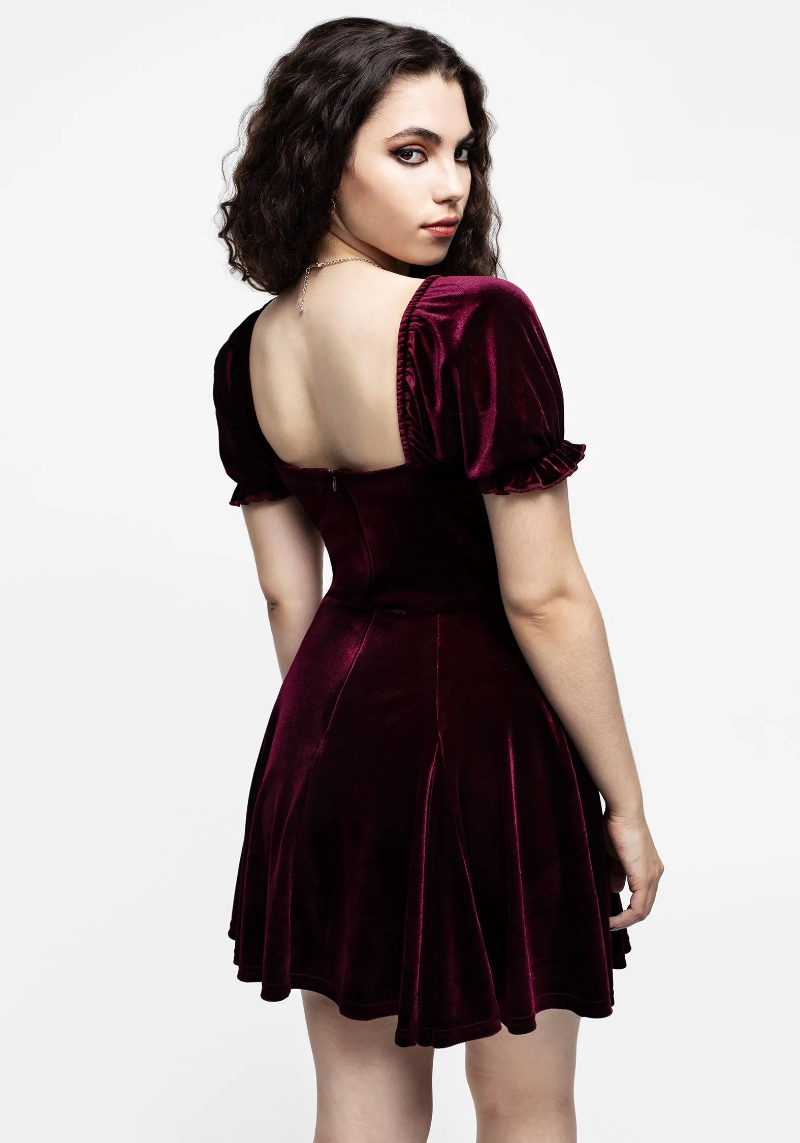 Veniri Corset Mini Dress - Wine Modern Texture Chic Ensemble