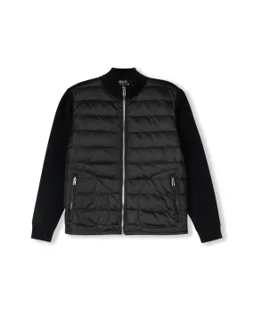 Temperature Regulating Membrane Easy Care Material Striped Puffer And Knit Jacket