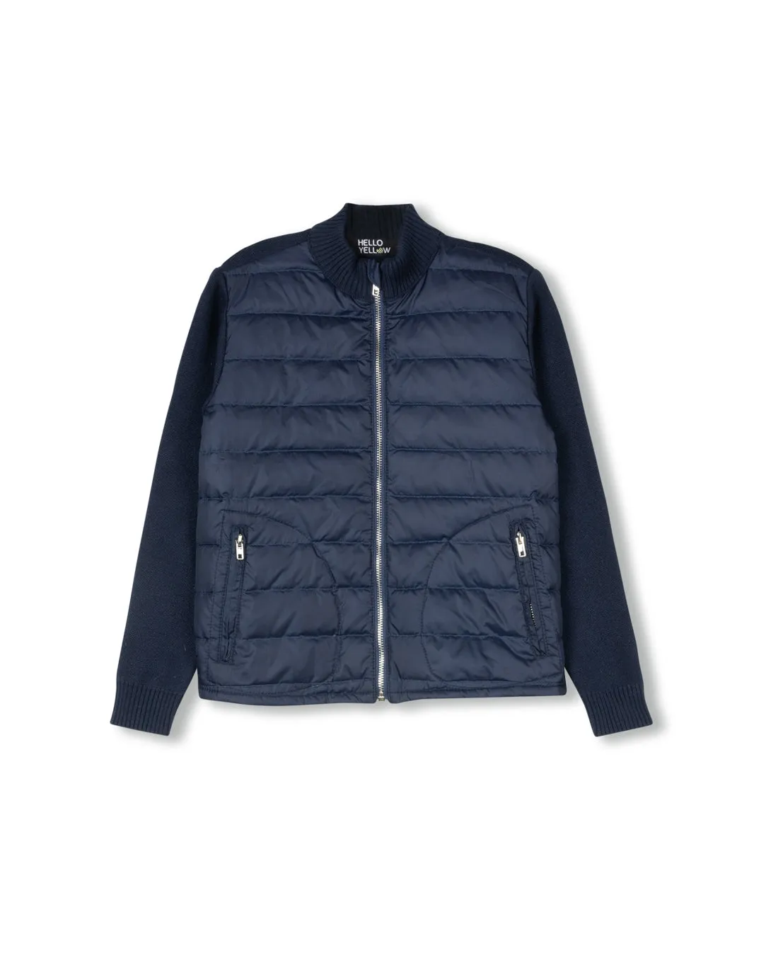 Striped Puffer And Knit Jacket MagneticClosure