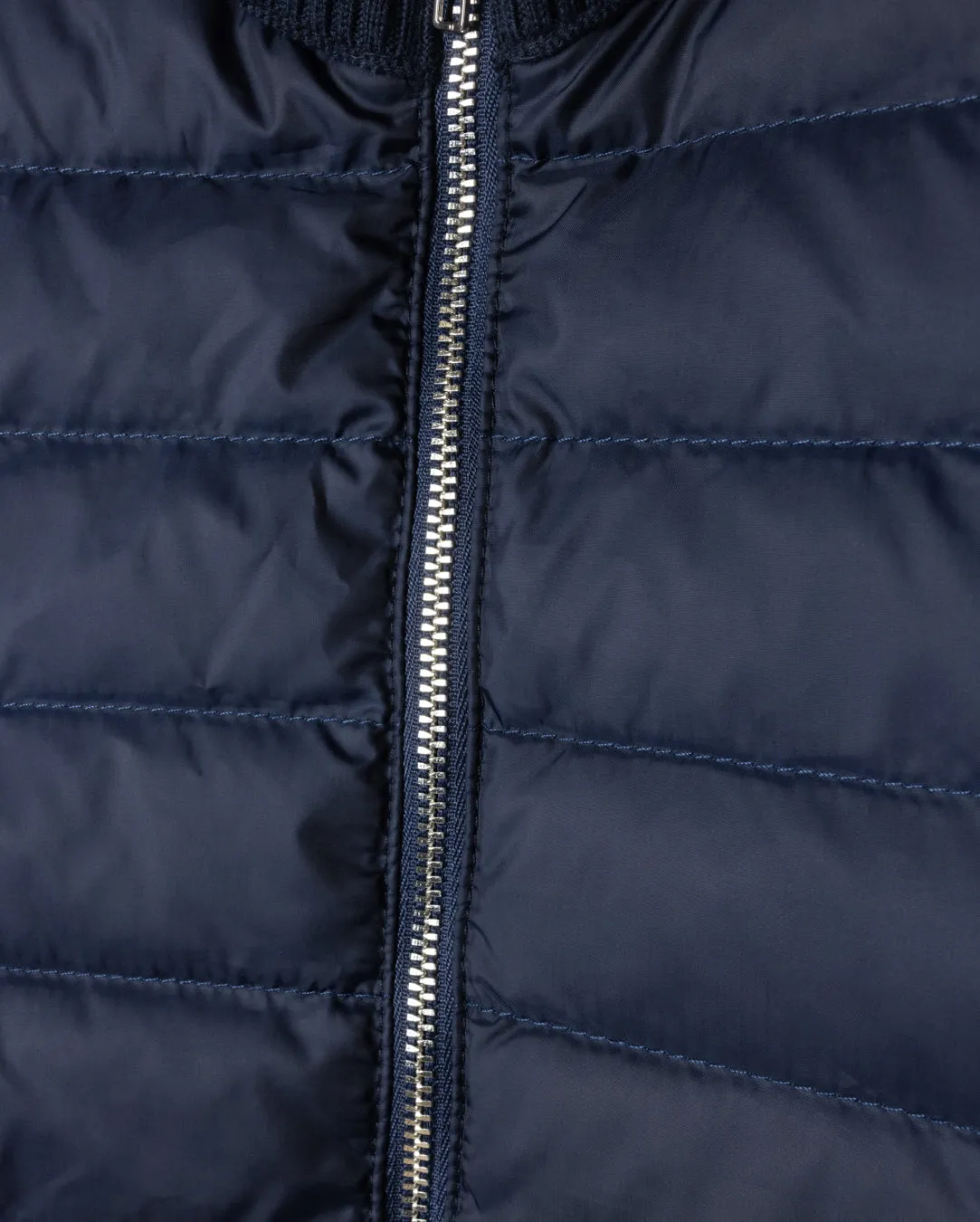 Striped Puffer And Knit Jacket Wrinkle Free Texture Layered Protection