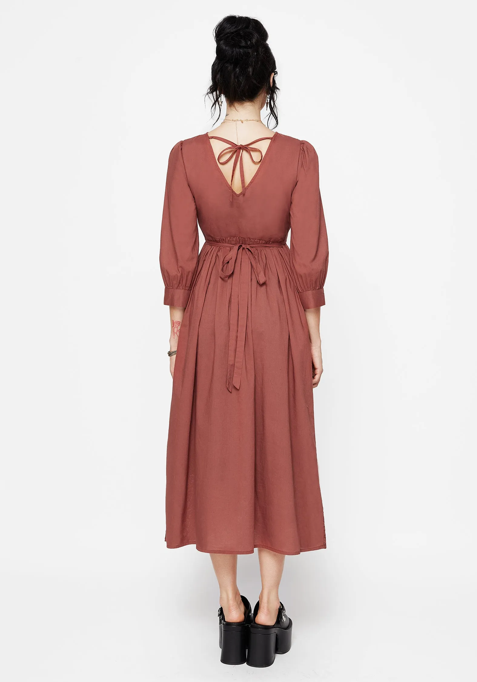 Bloom Arch Emerald Pop Cavern Cotton Broderie Button Up Midaxi Dress