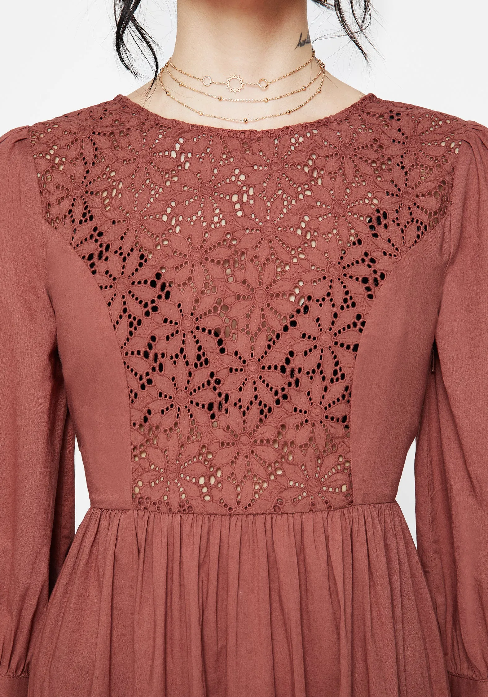 Travel-Essential Cavern Cotton Broderie Button Up Midaxi Dress