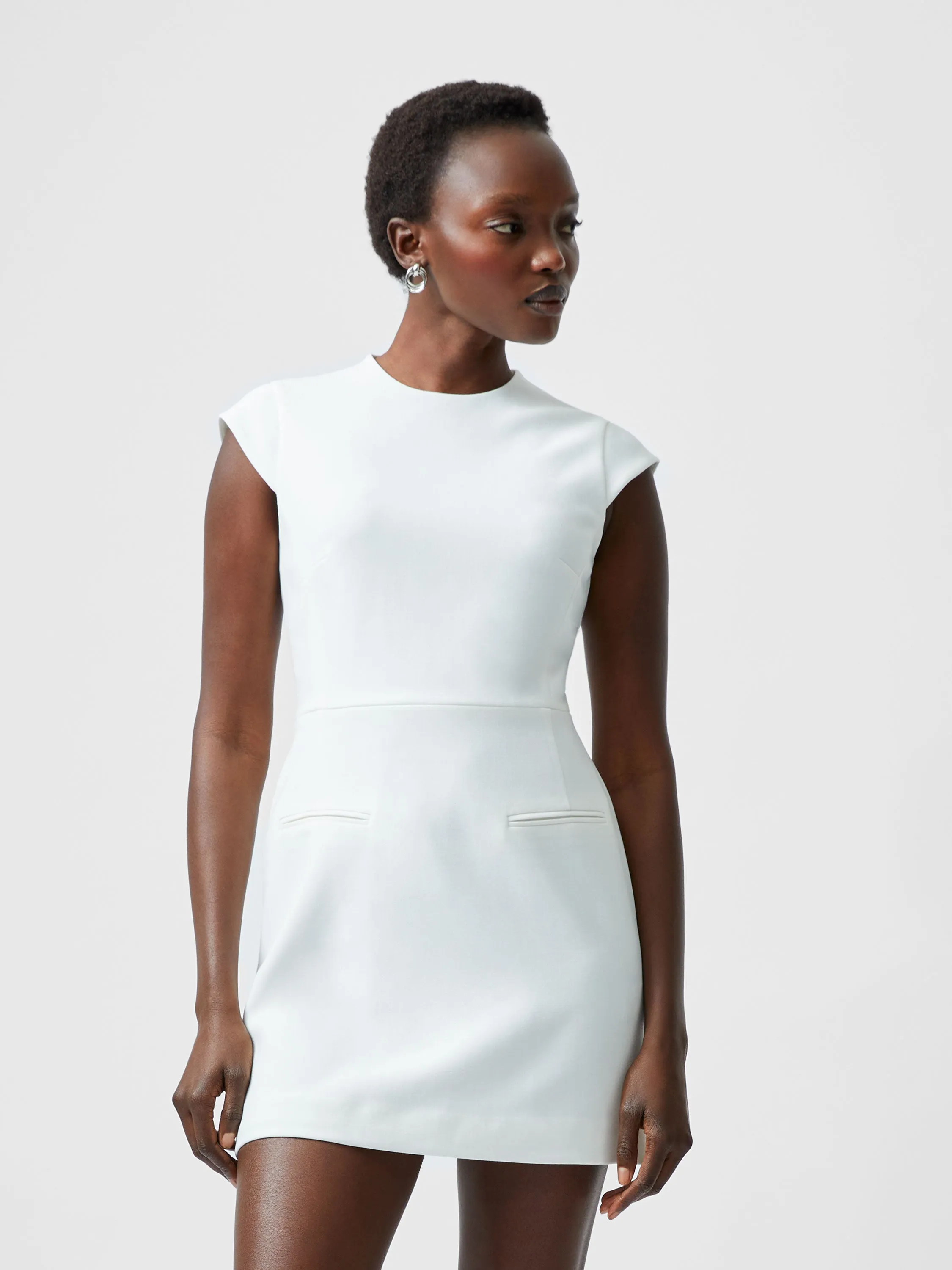 Chic Silhouette Playful and flirty dress Whisper Mock Neck Mini Dress