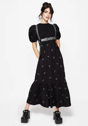 Cross Stitch Dawn Sun Embroidered Tiered Maxi Dress