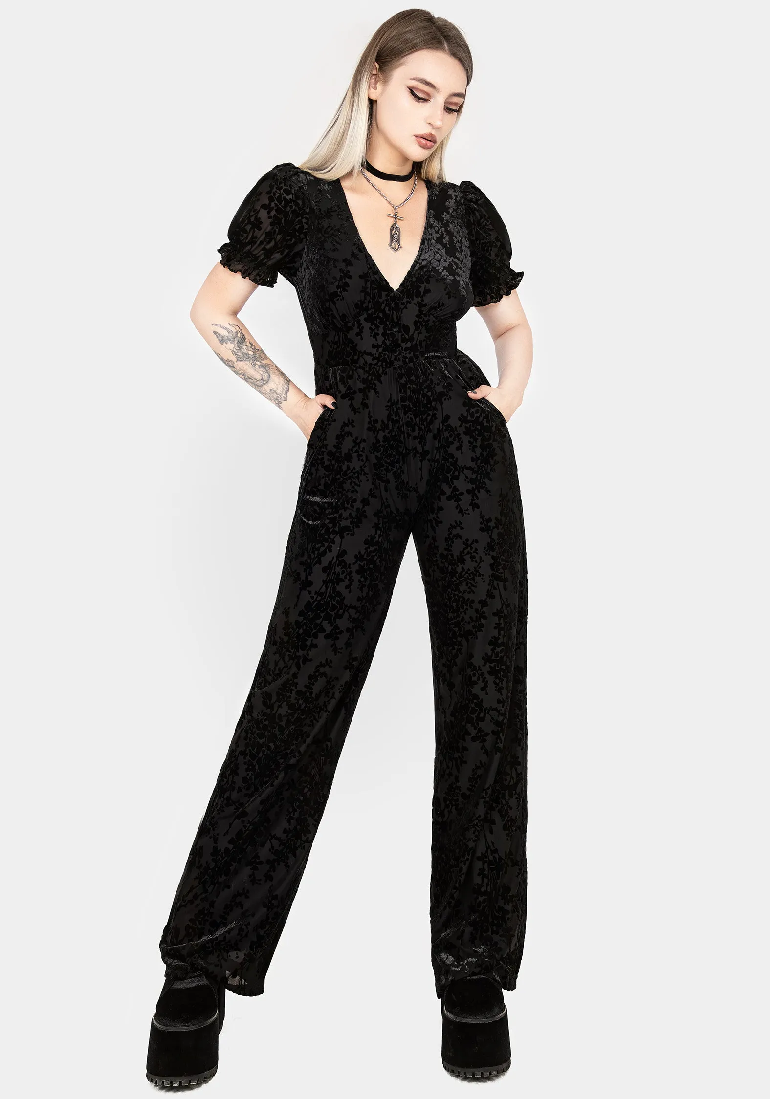 Eco Vivid Lilias Devor?? Velour Mesh Jumpsuit