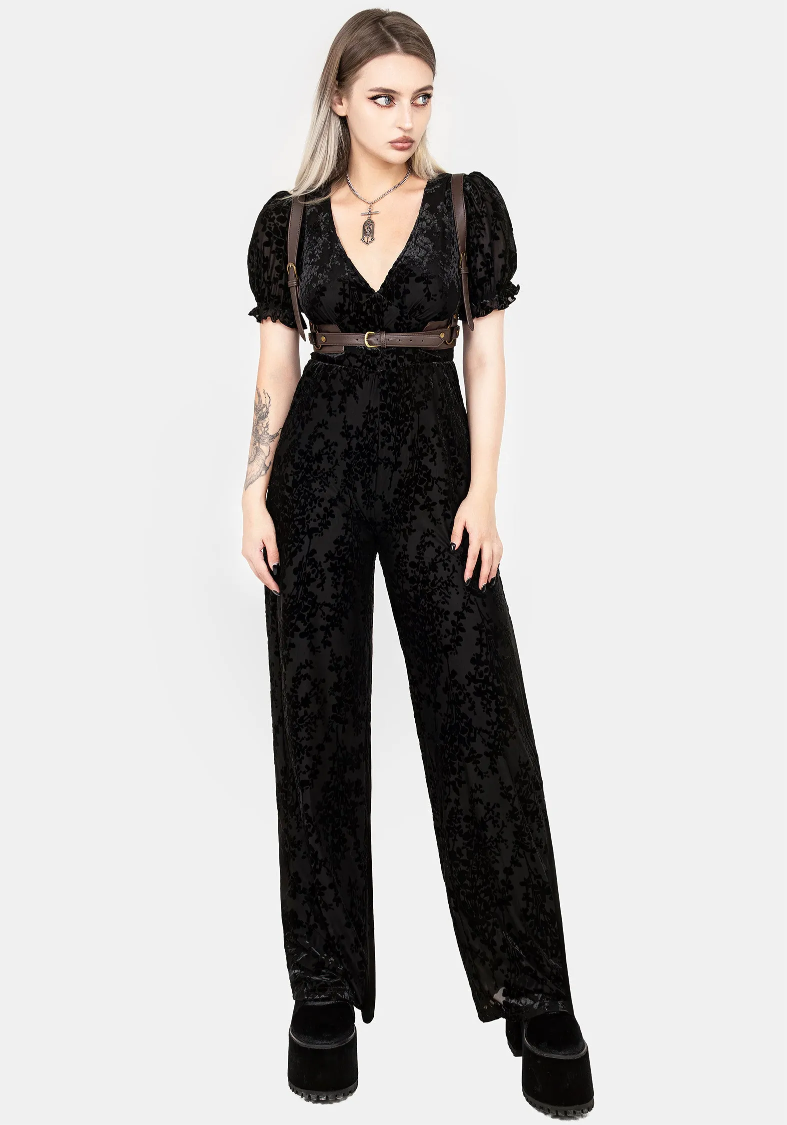 Street Comfy Lilias Devor?? Velour Mesh Jumpsuit
