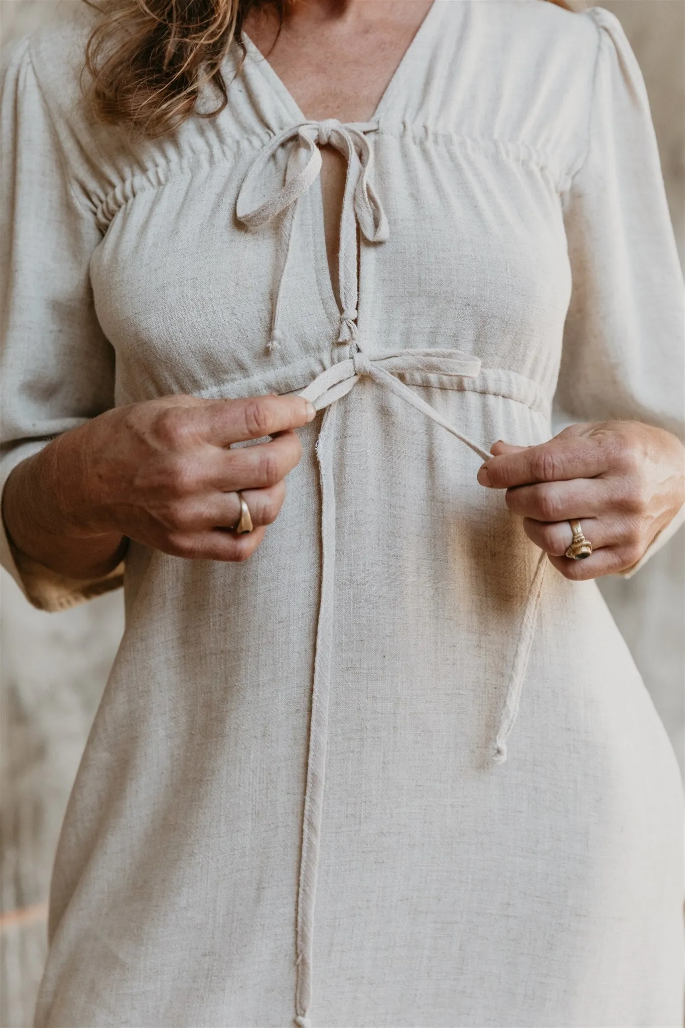 Soft Layers Tyrah Dress in Oat Linen