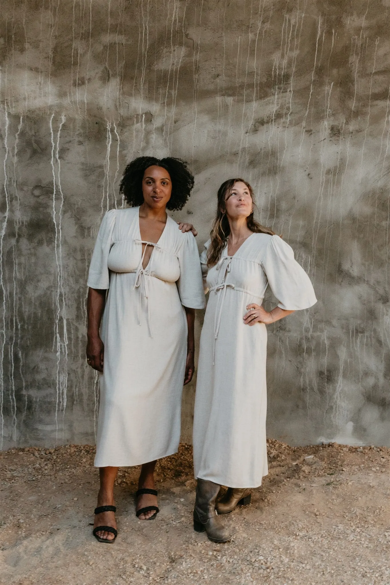 Tyrah Dress in Oat Linen Flowing Lines Fresh Energy