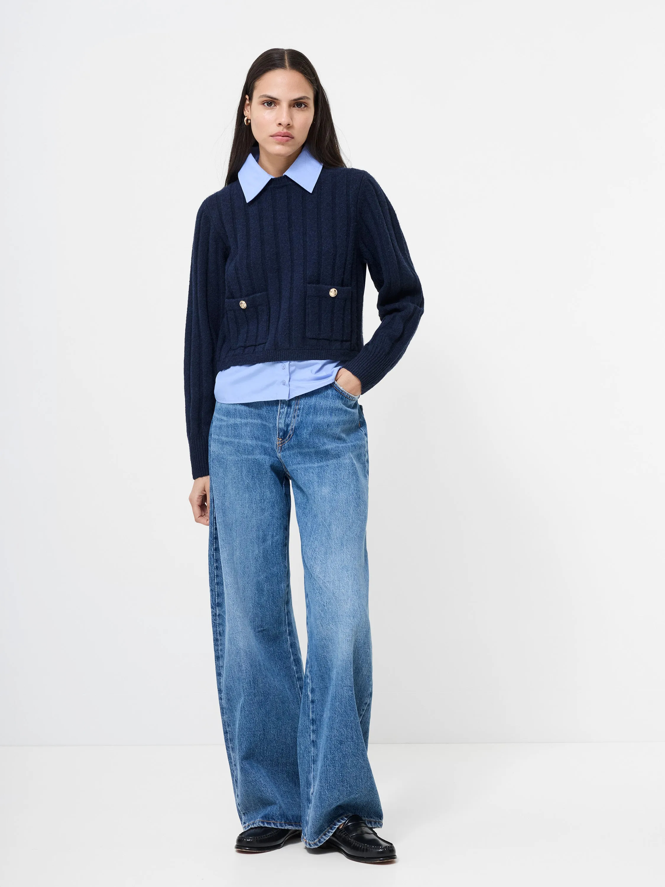 Minimal Warmth Perfect Layer Ellie Knit Collared Pullover