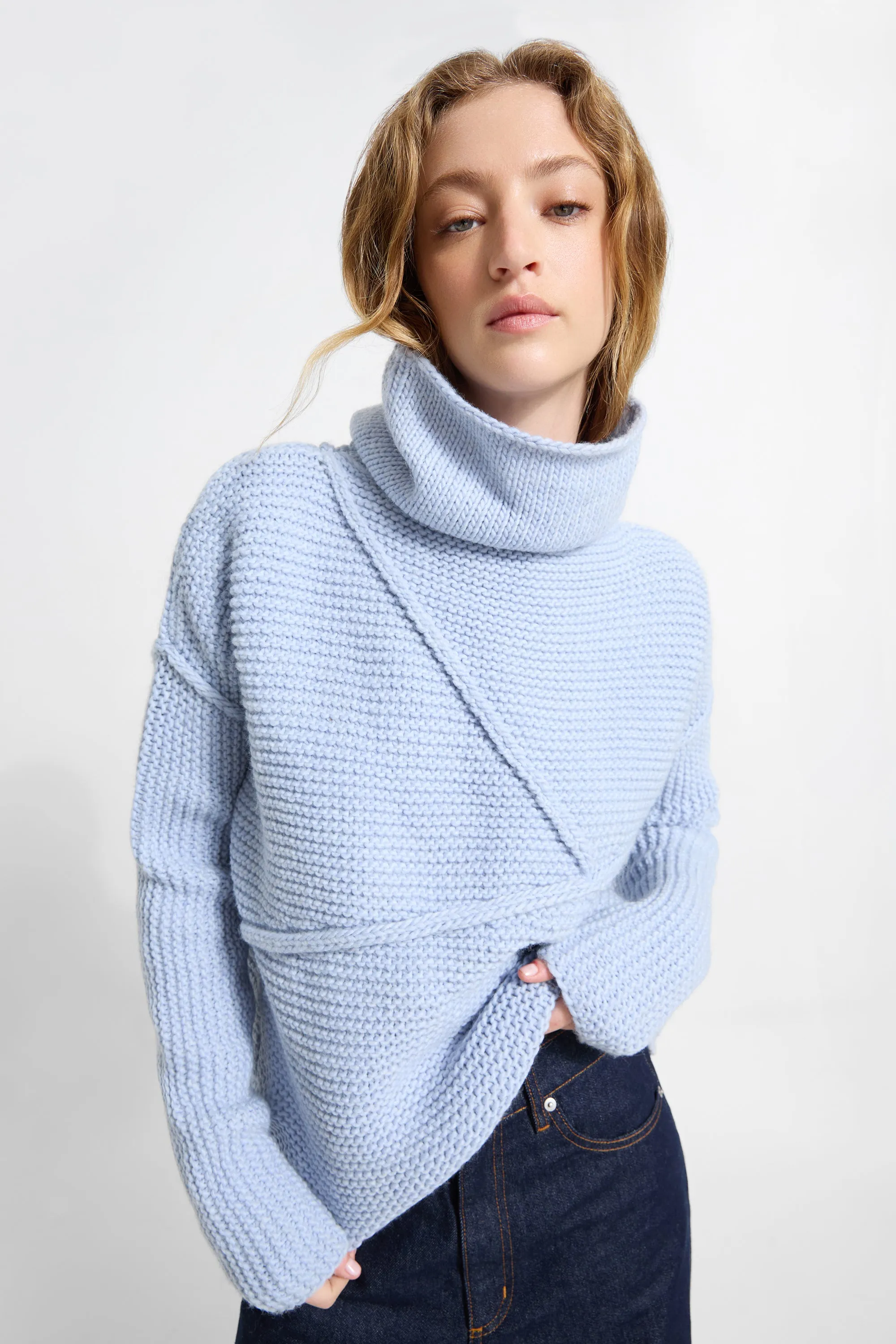 Seasonal Casual Look Ribbed Trim Ellison Sweater
