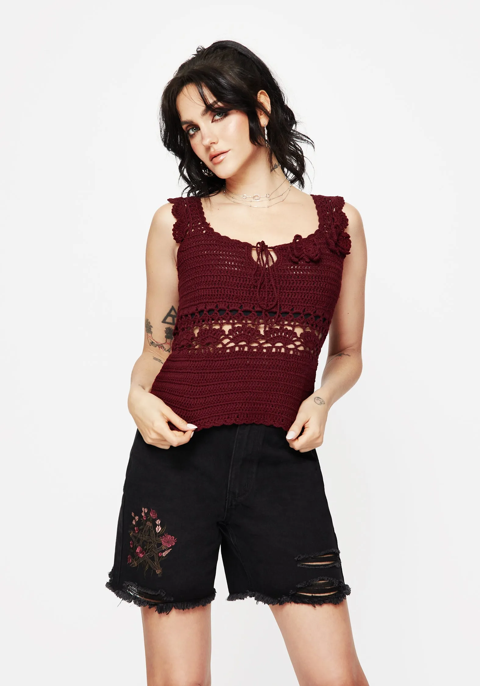 Classic Layer Elnora Moth Hand Crochet Knit Top