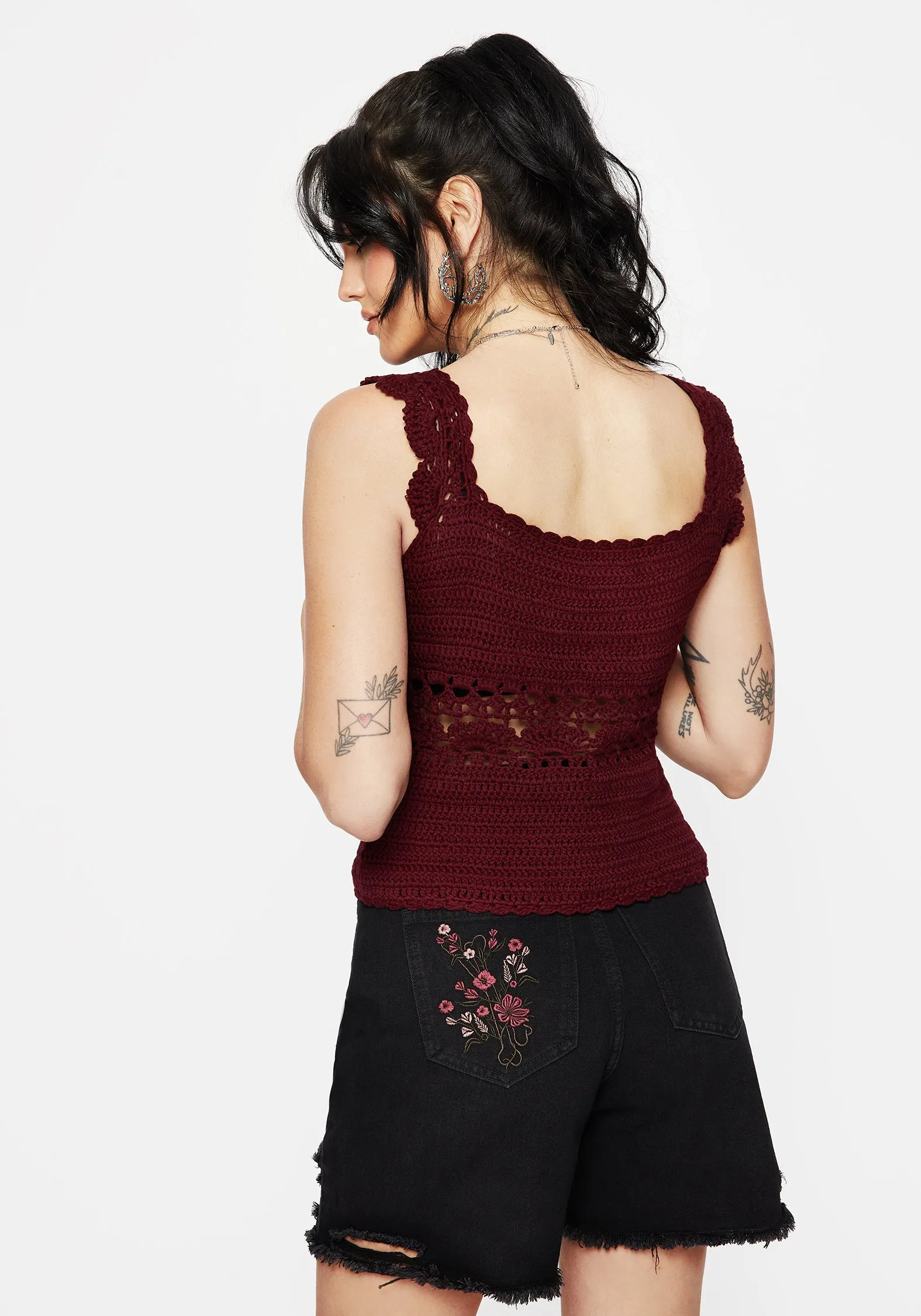 Minimalist Design Elnora Moth Hand Crochet Knit Top