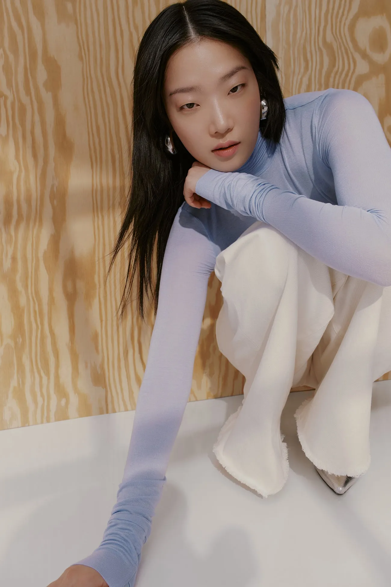 Eloise Sheer Turtleneck Reflective Trim Details Fitted Design