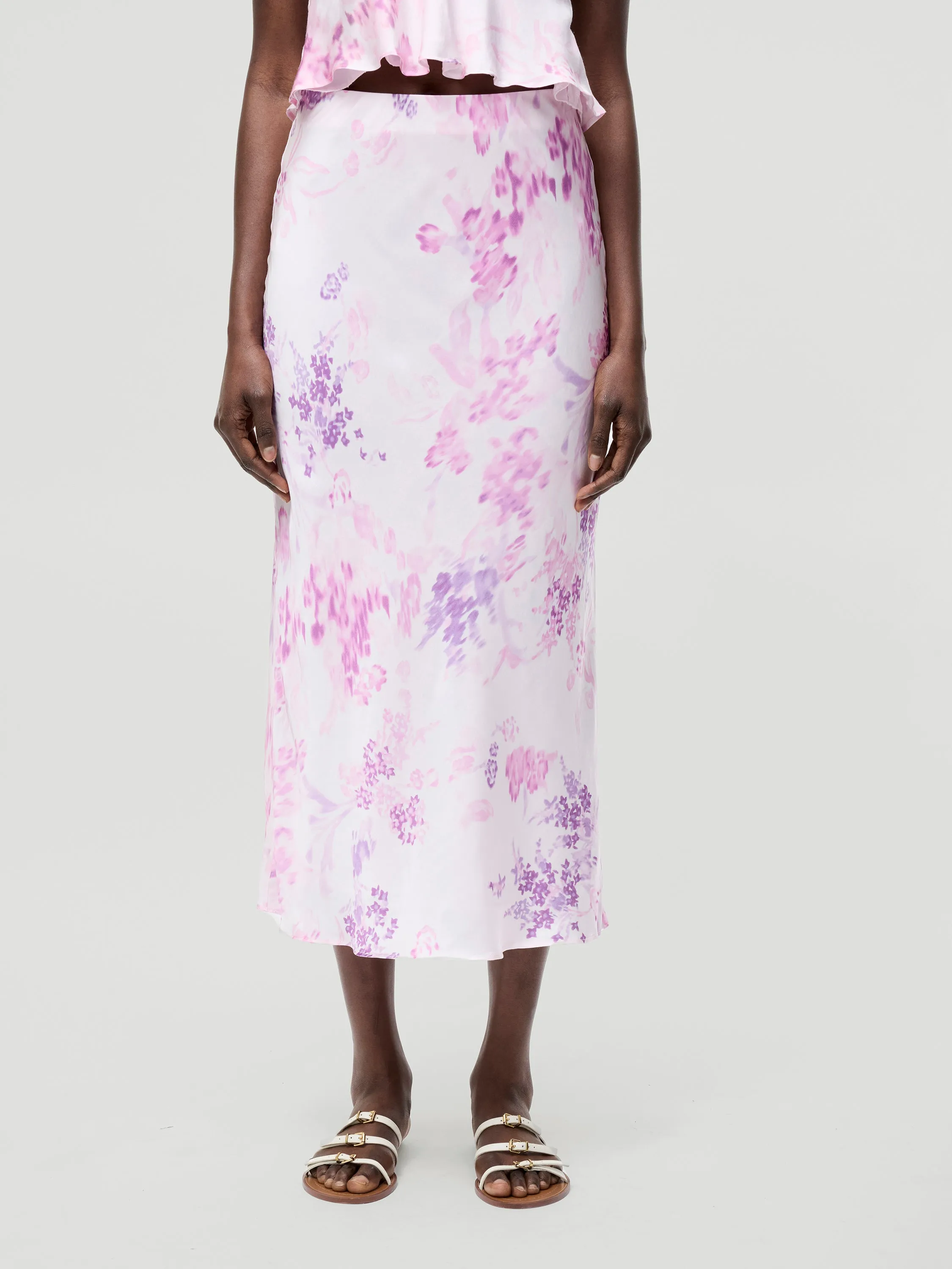 Elyria Oona Satin Midi Skirt One size fits most