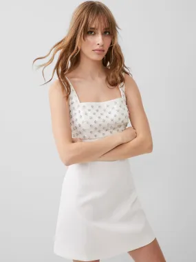 Embroidered Darcy Crepe Dress Vintage-Inspired FlexibleClosure